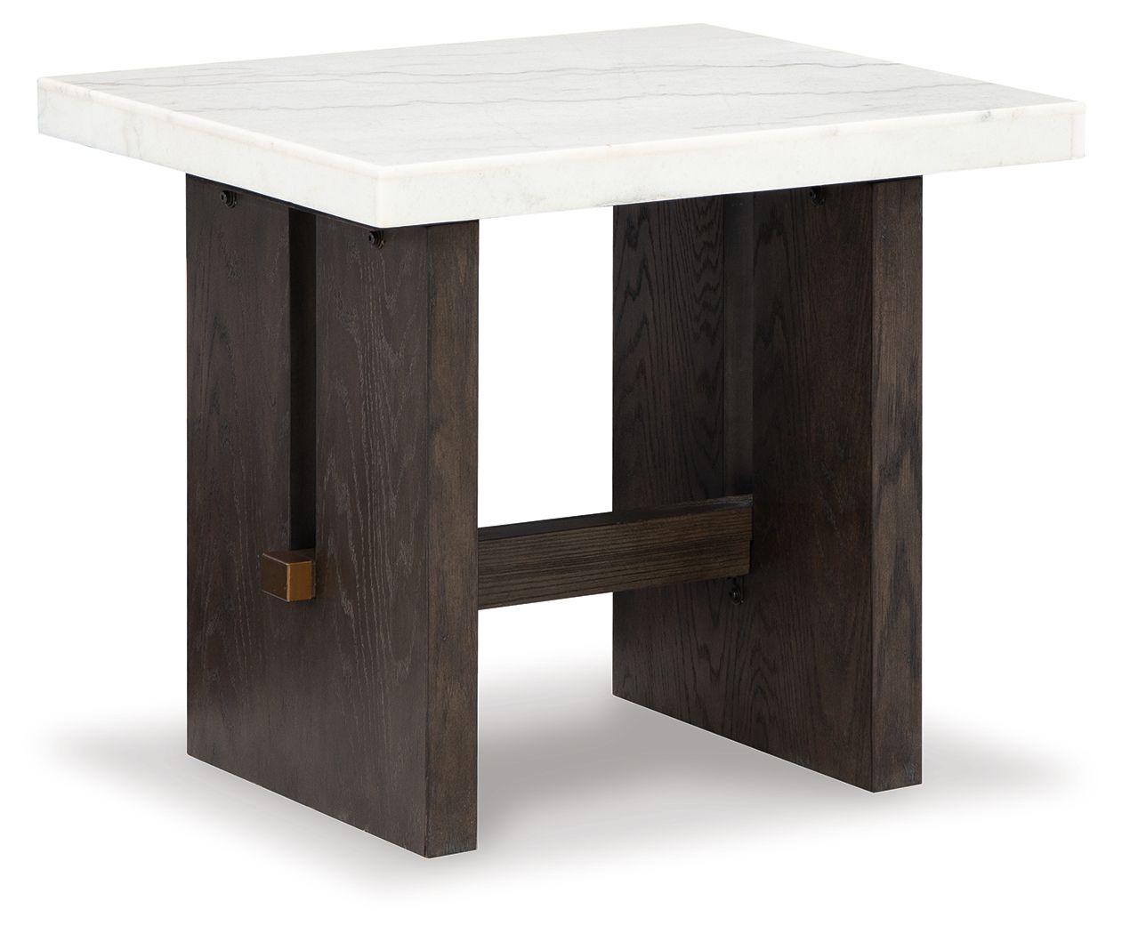 Ashley Burkhaus Rectangular End Table - White/Dark Brown