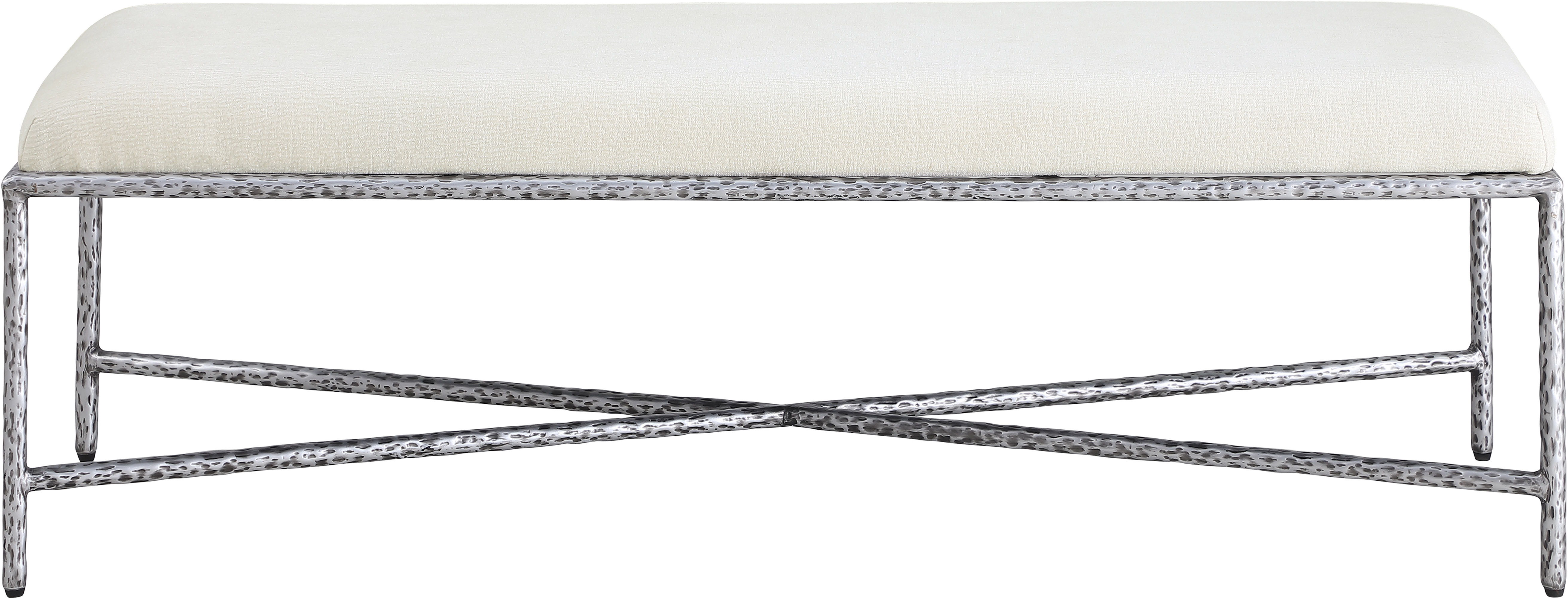 Valley - 54" Bench With Silver Frame - Cream
