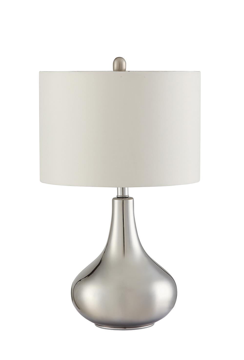 Drum Shade Table Lamp Chrome And White