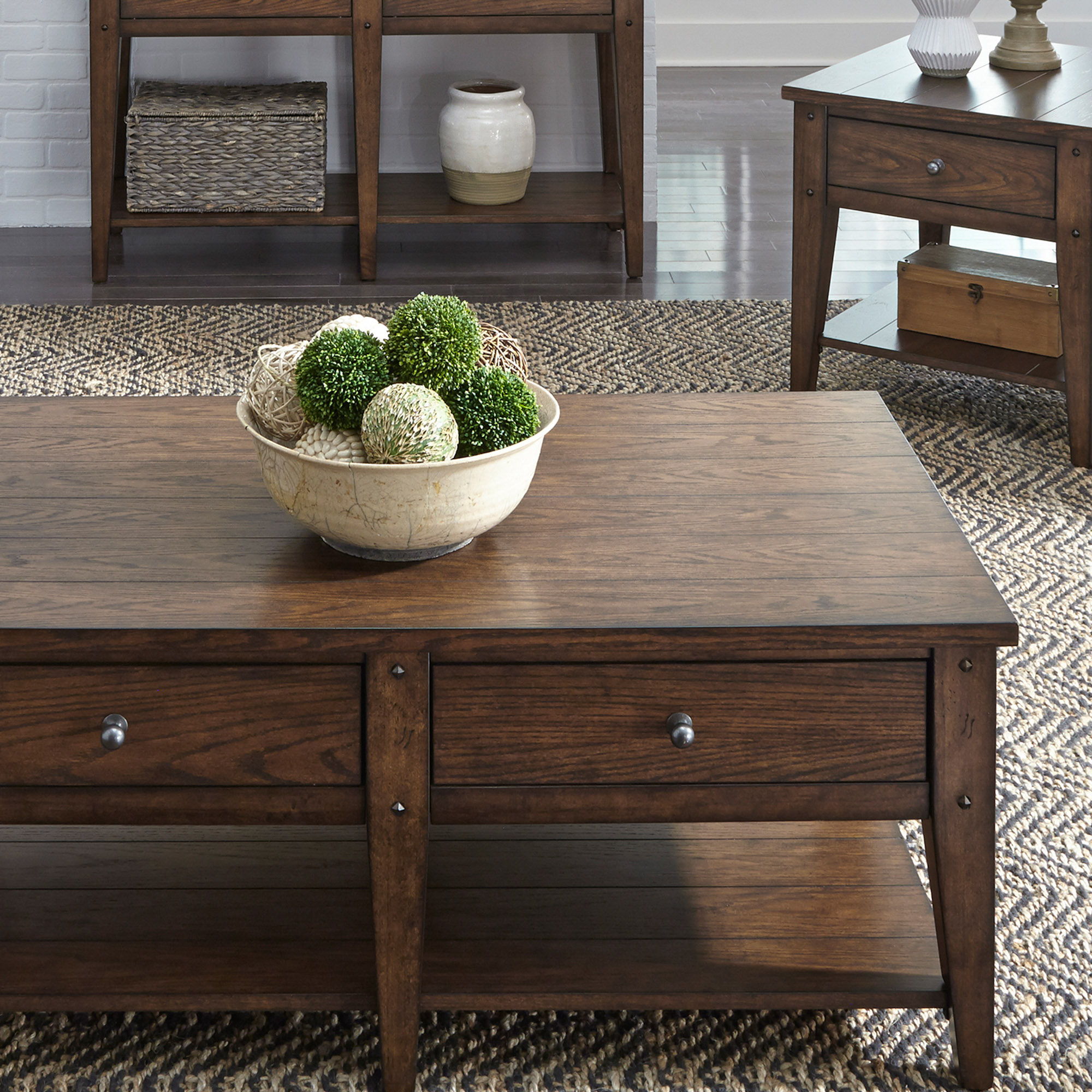 Liberty Furniture Lake House - 3 Piece Table Set (1 Cocktail 2 End Tables) - Rustic Brown