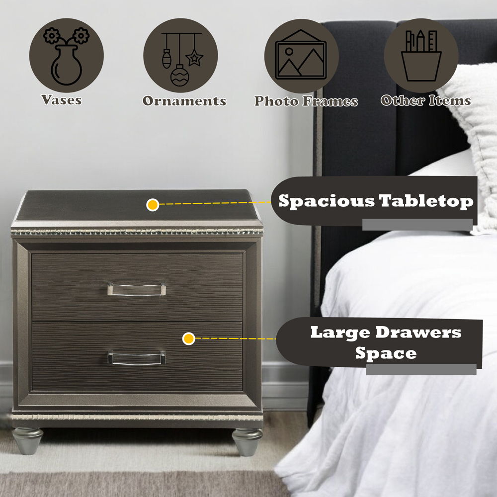 Sadie - Nightstand - Dark Champagne, dark brown