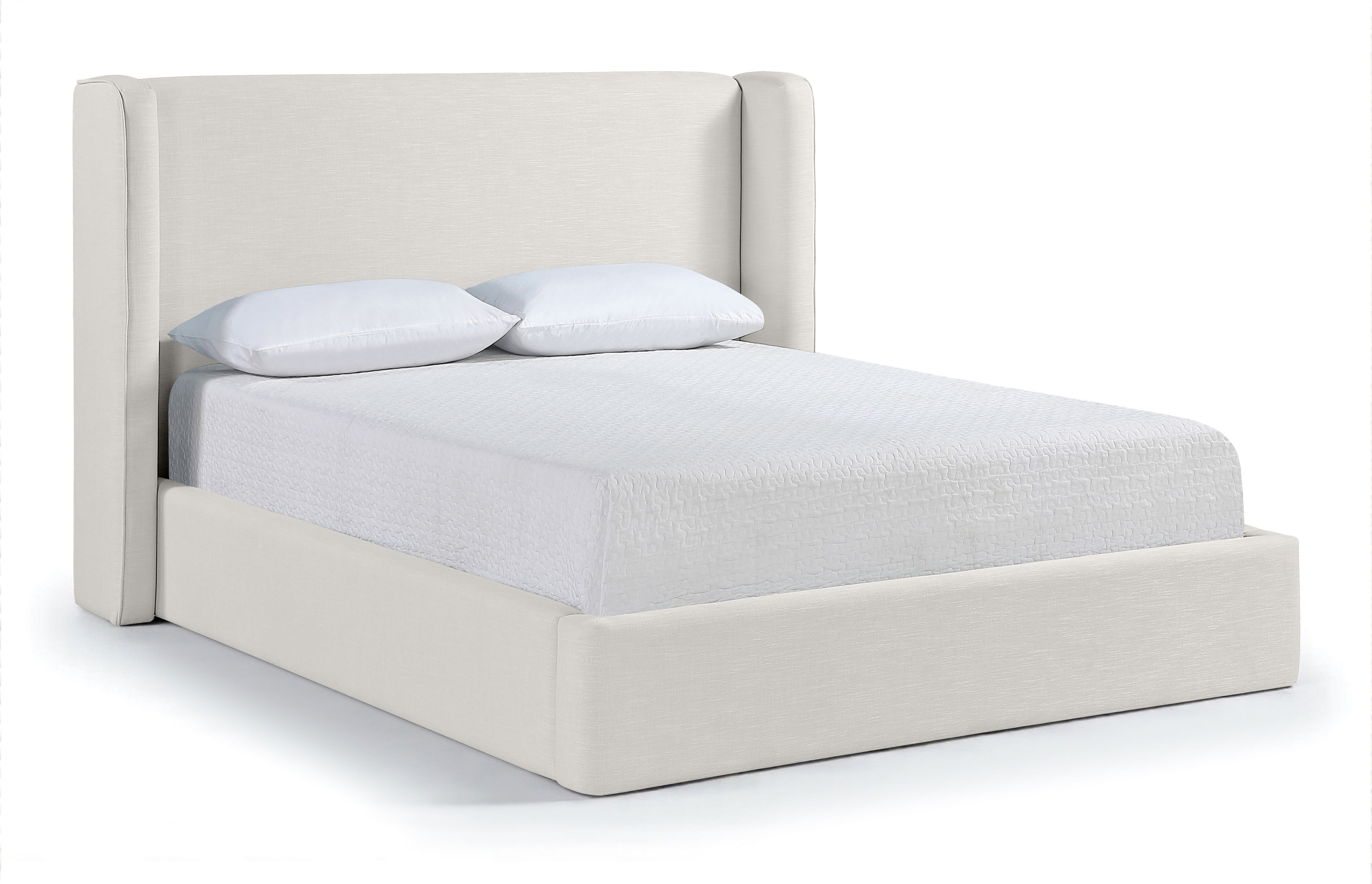 Kendall - Linen Textured Fabric Upholstered Queen Bed - Cream