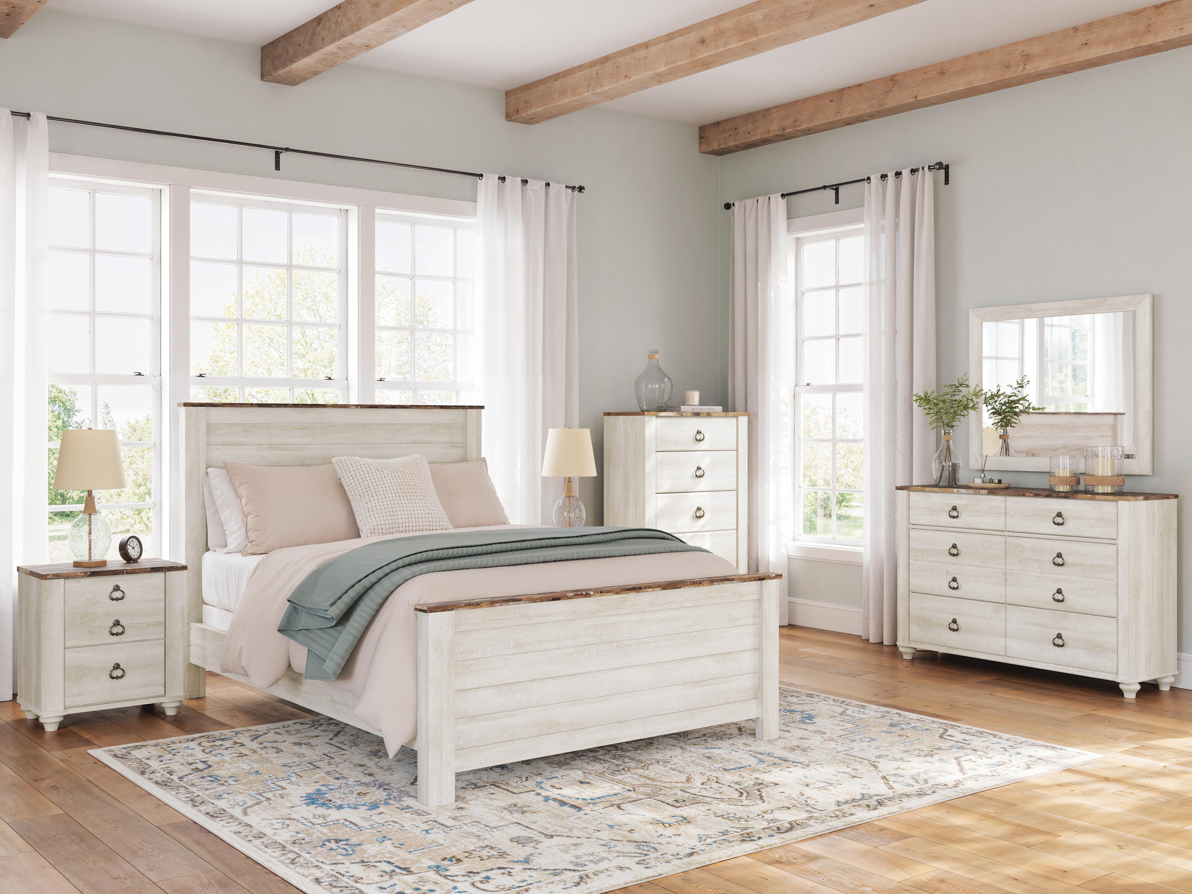 Willowton - Queen Panel Bed - Whitewash