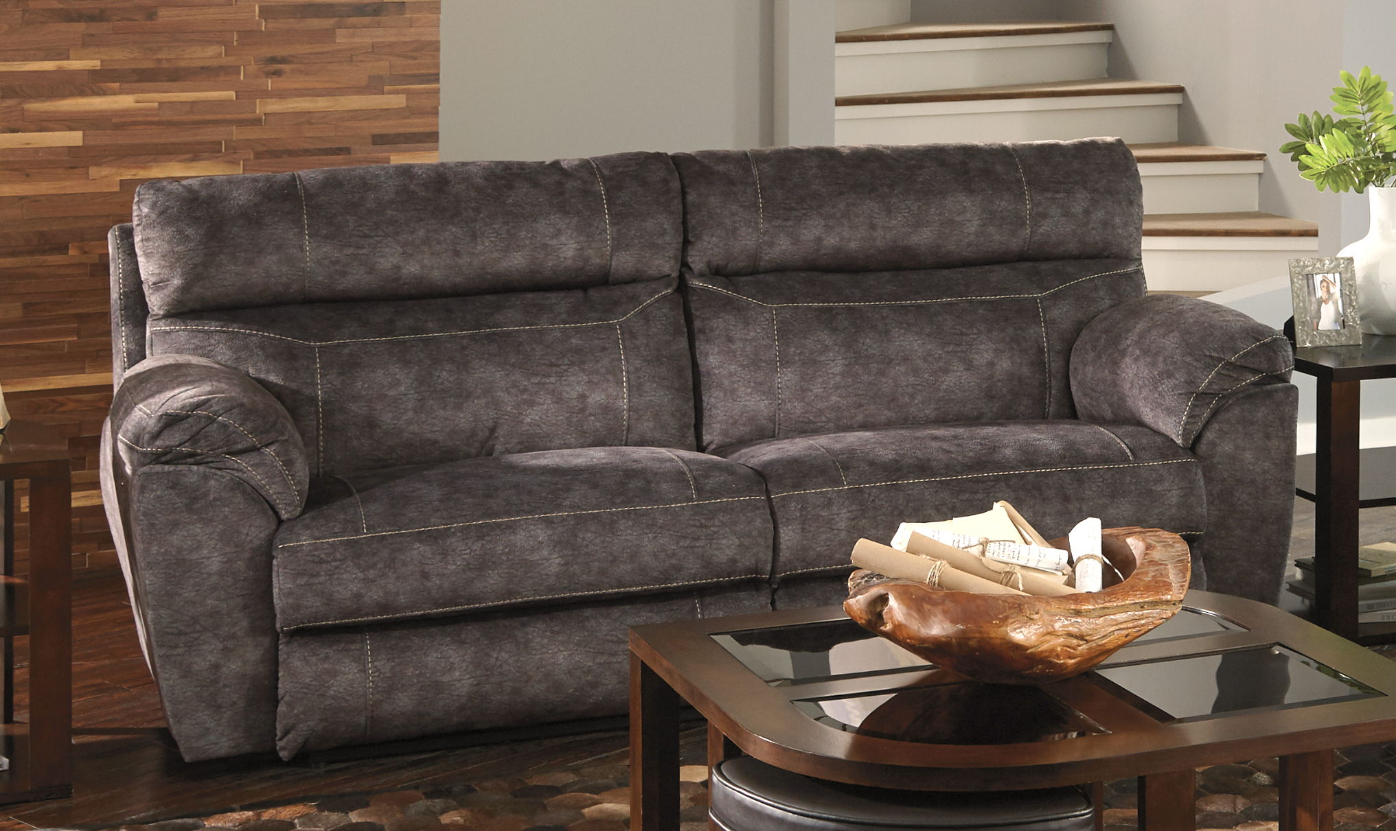 Sedona - Power Lay Flat Reclining Sofa With Power Adjustable Headrest & Lumbar - Smoke