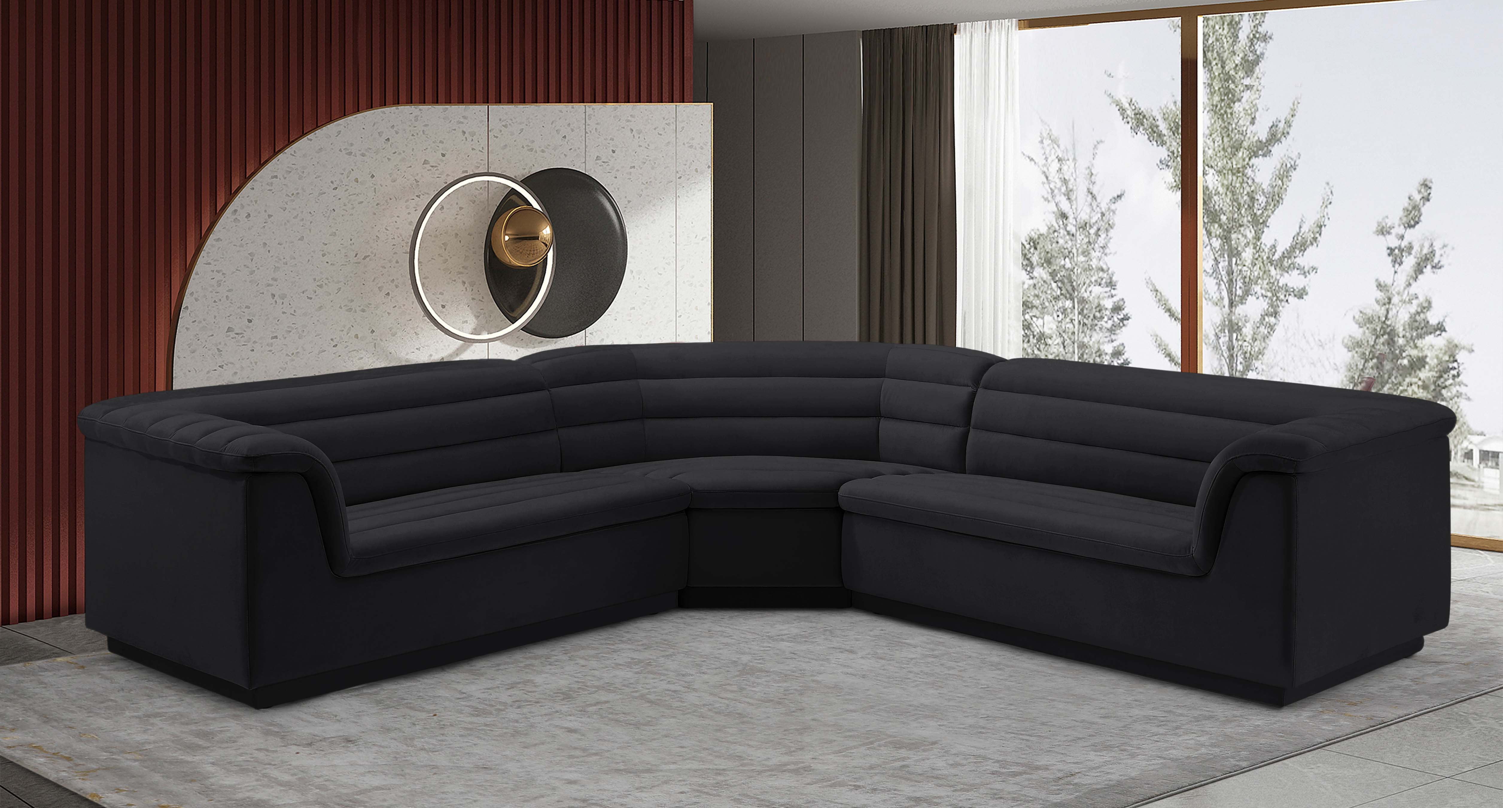 Cascade - Velvet Modular Sectional - Black