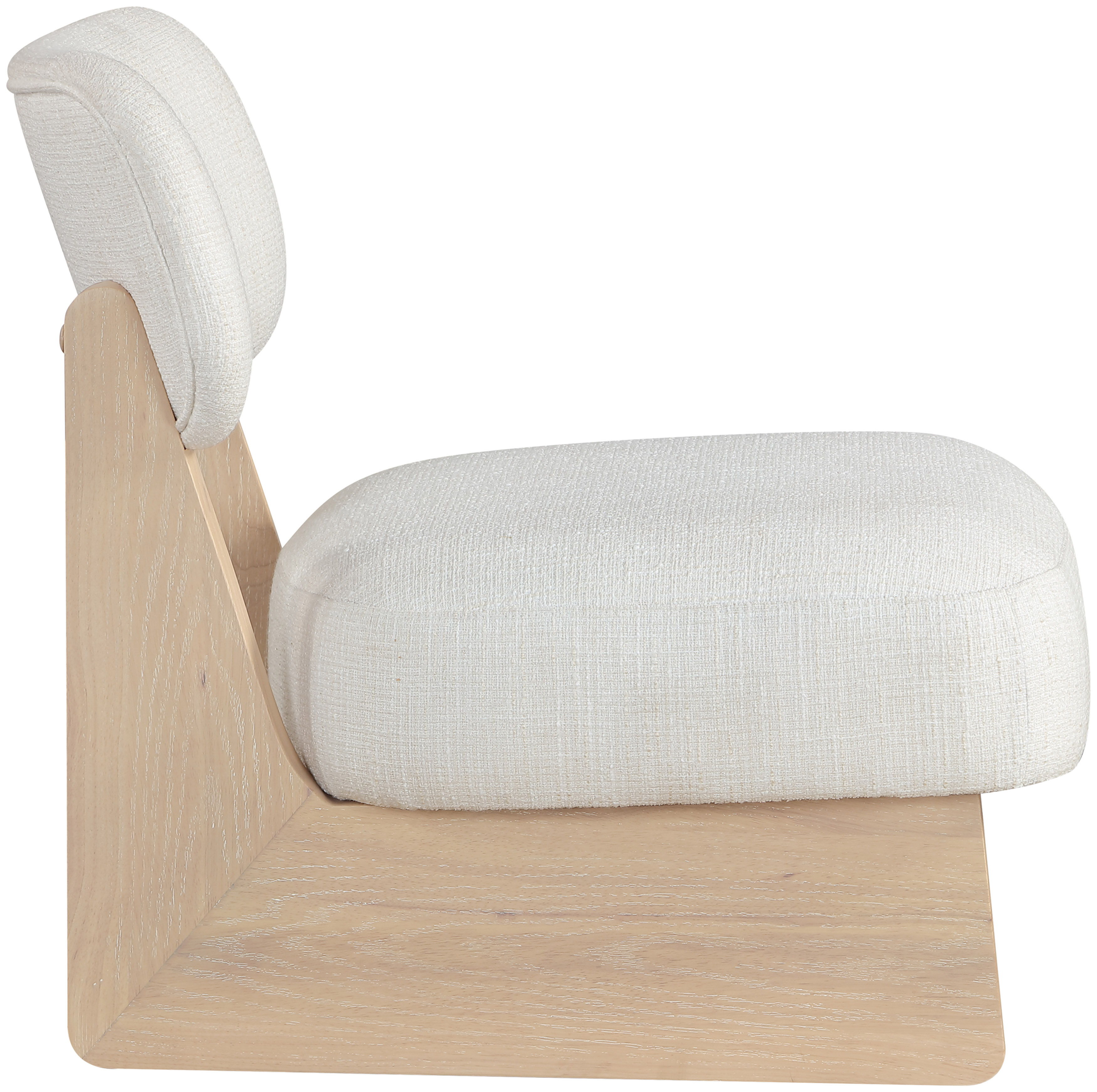 Vetra - Linen Textured Fabric Upholstered Accent Chair - Cream / Painted Natural