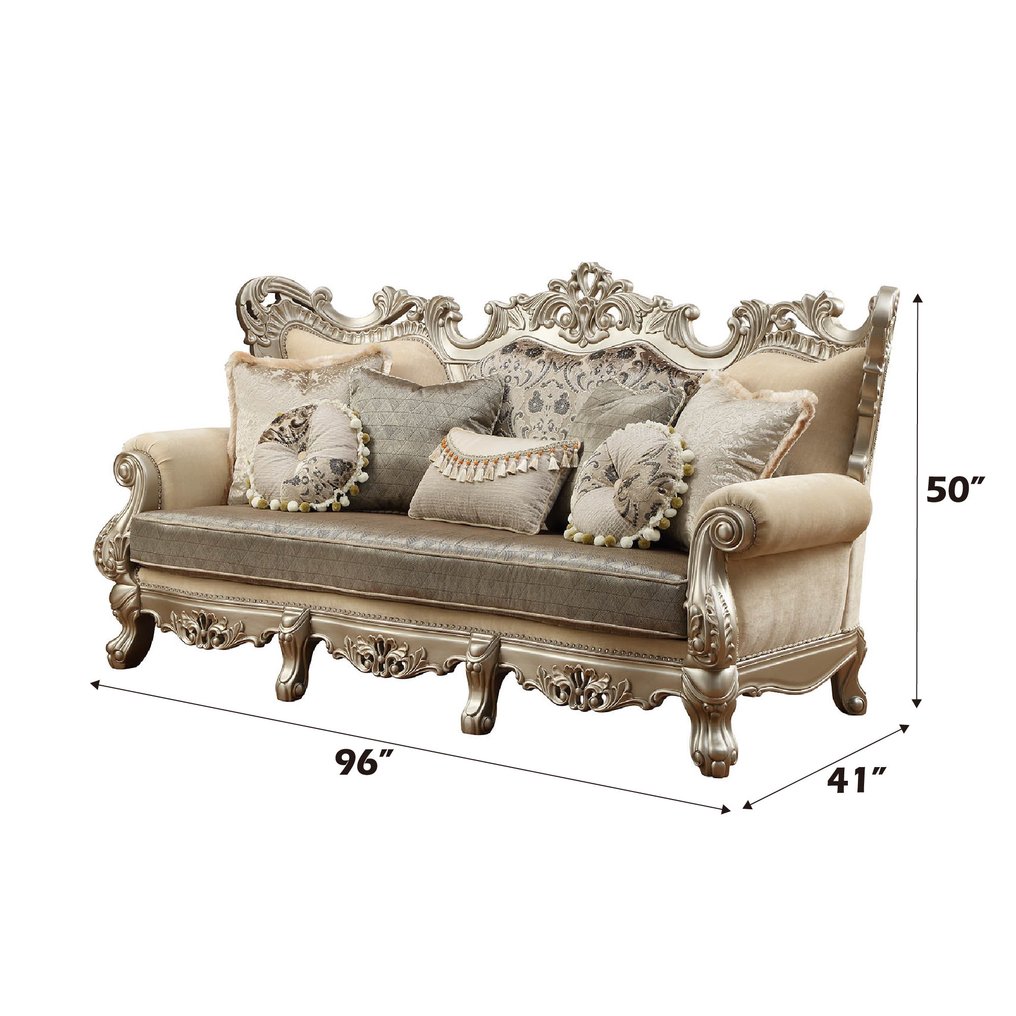 Ranita - Sofa With 7 Pillows - Fabric & Champagne, beige, view 5