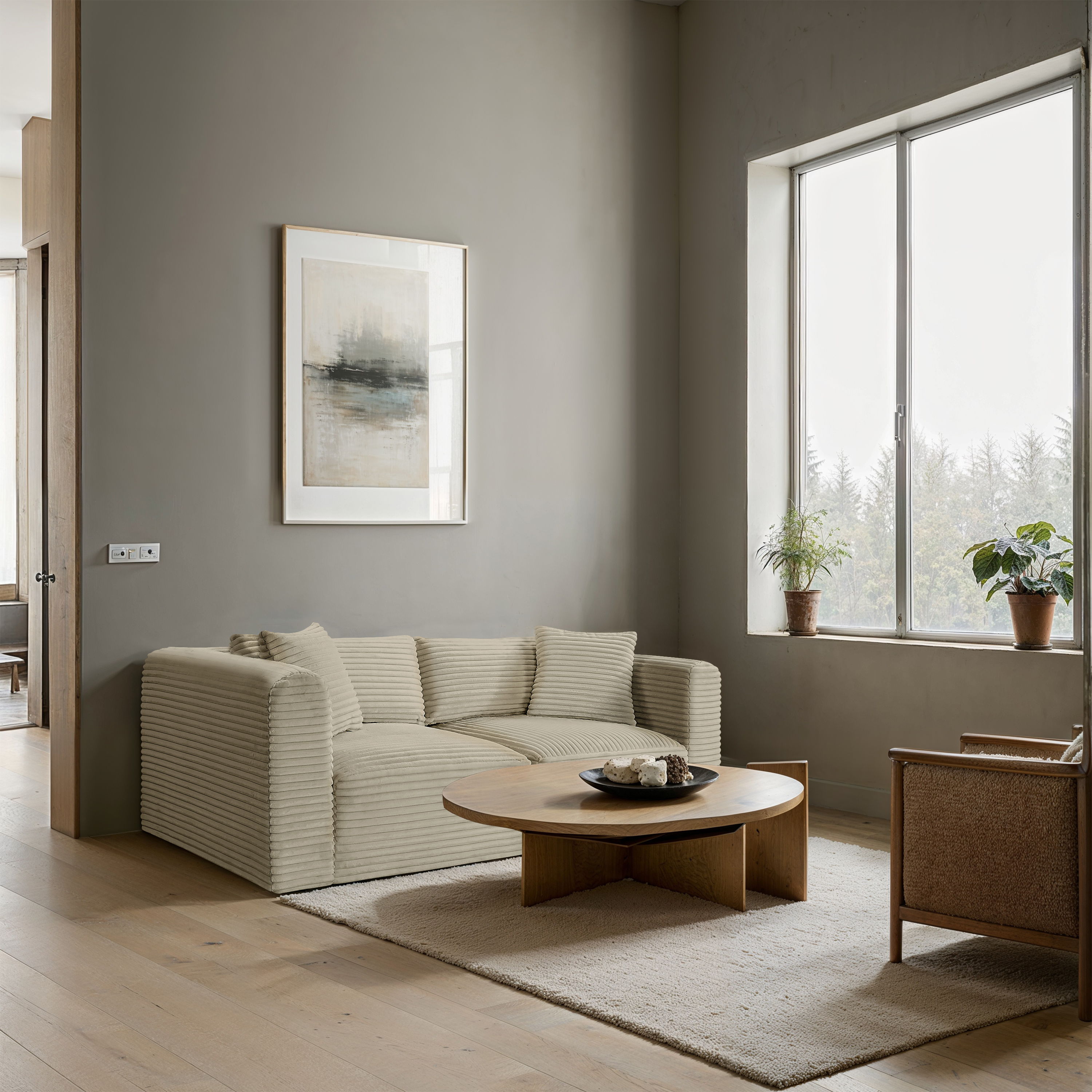Shaggy - 2 Piece Modular Sofa - Cream