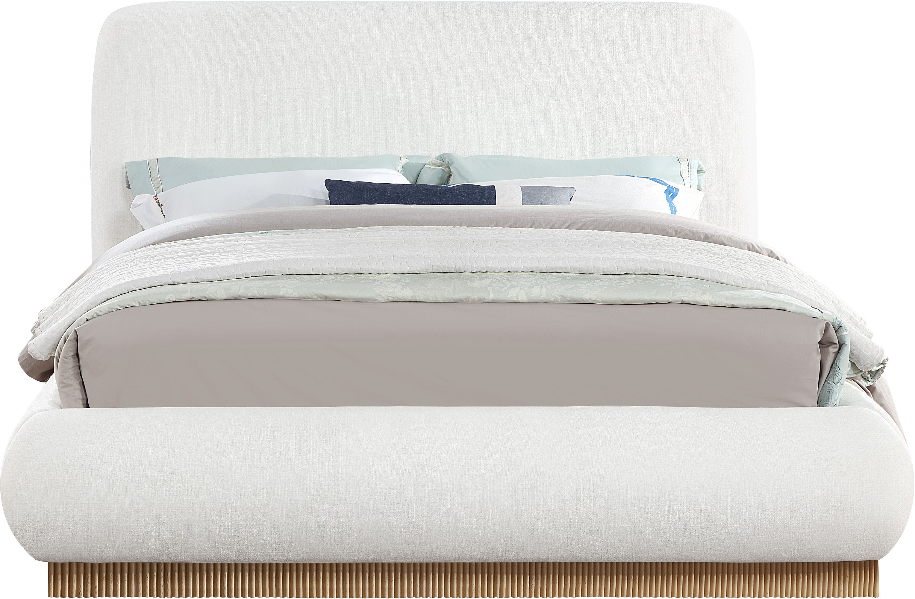 Rigby - Linen King Bed With Natural Base - Cream