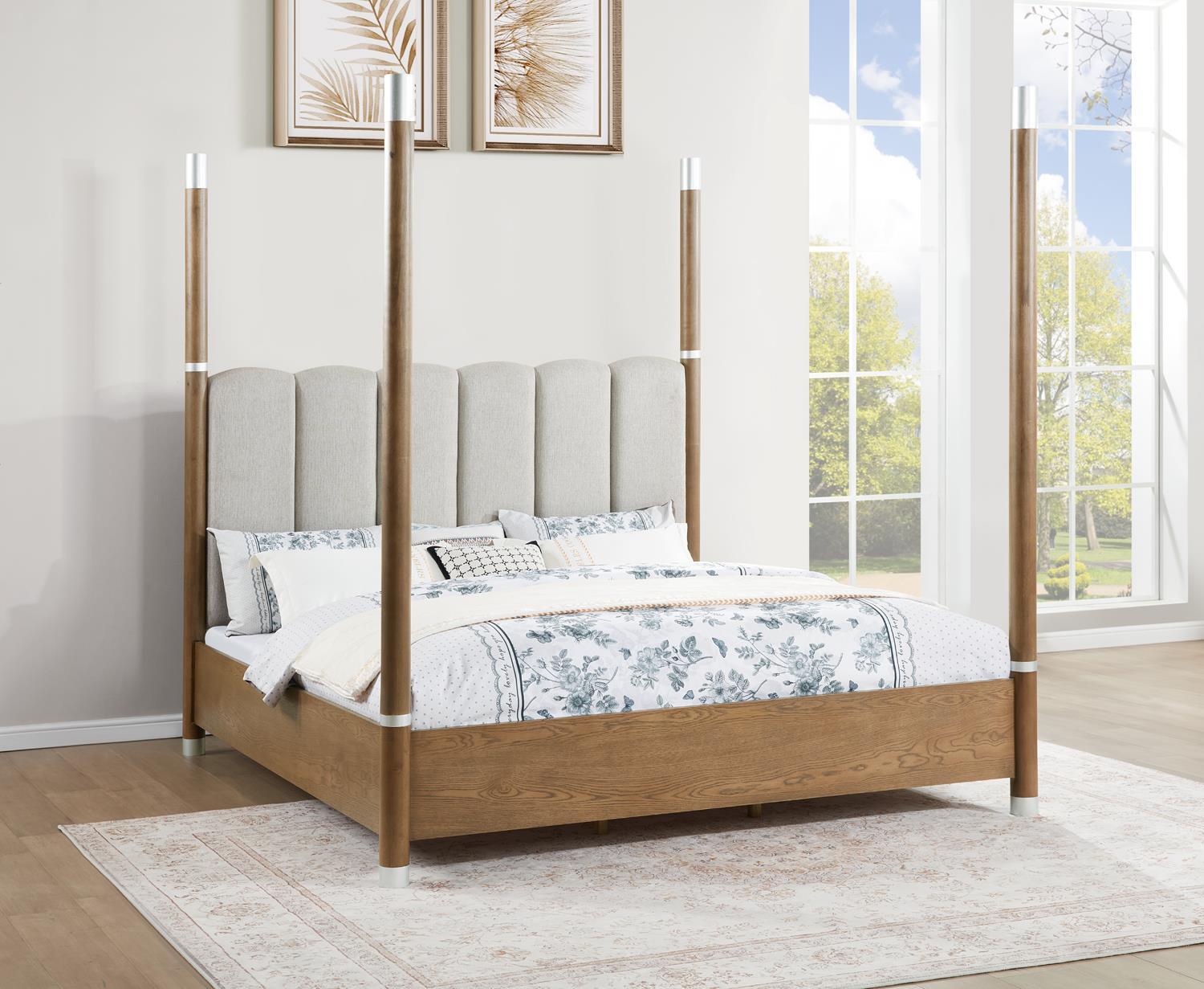 B095 - Canopy King Bed - Warm Brown