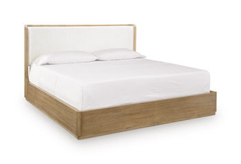 Pamaria – King/California King Upholstered Headboard/Footboard/Slats – Light Brown