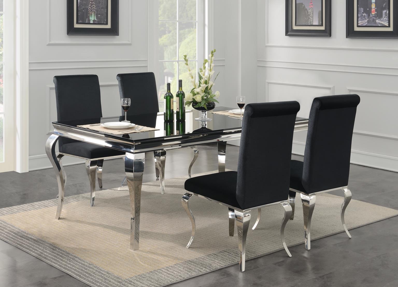 5 Pc · Glamour Table, 4 Velvet Chairs