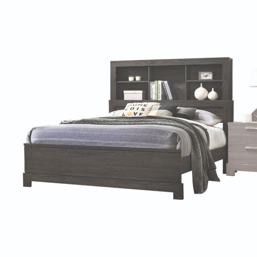 Lantha - Eastern King Bed - Gray Oak, dark gray