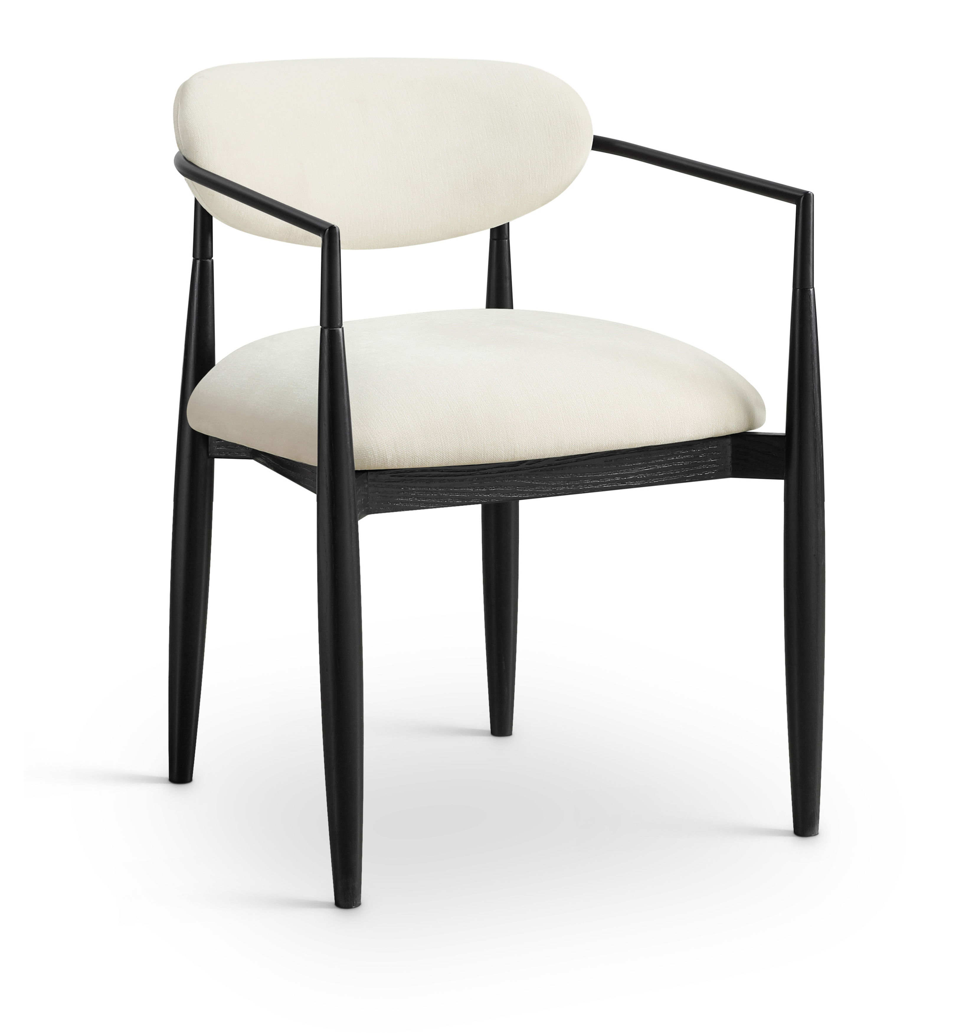 Riccio - Upholstered Dining Arm Chair (Set of 2) With Black Legs - Cream