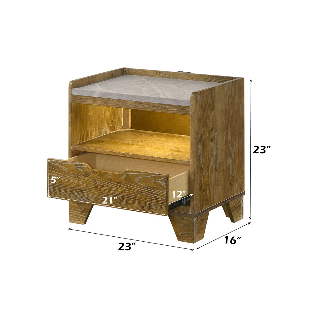 Garcia - Nightstand With LED - Light Brown, light brown, view 7