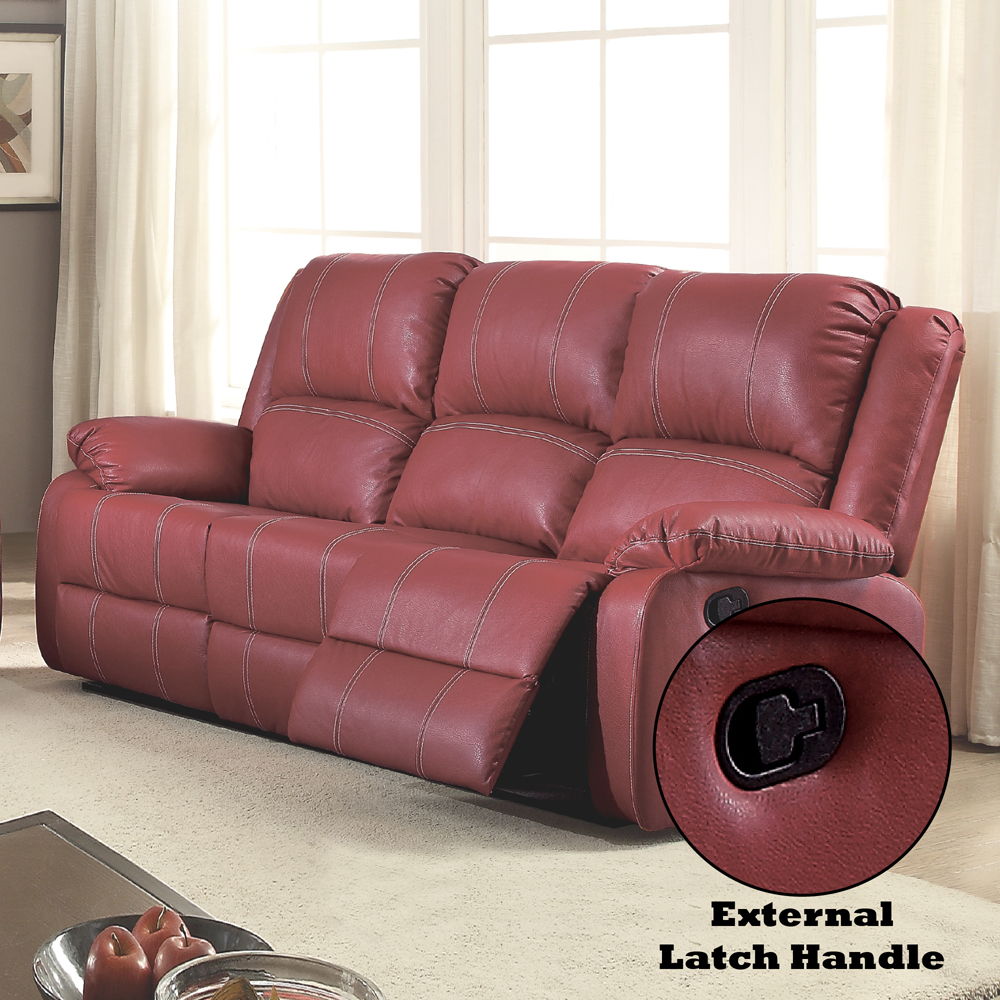 Zuriel - Motion Sofa - Red Synthetic Leather, red, view 4