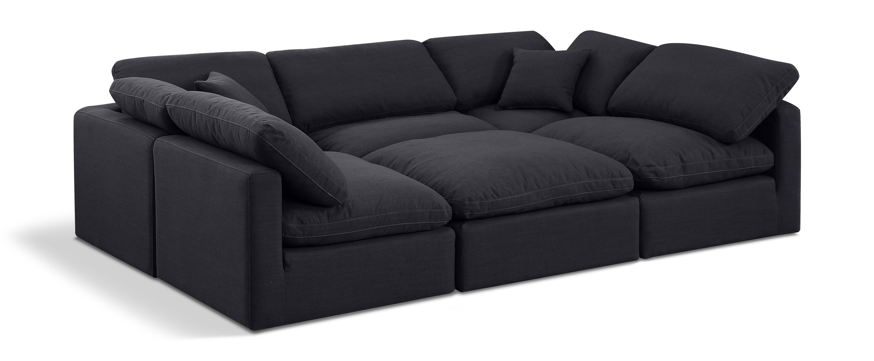 Indulge - Linen 6 Piece Modular Sectional - Black