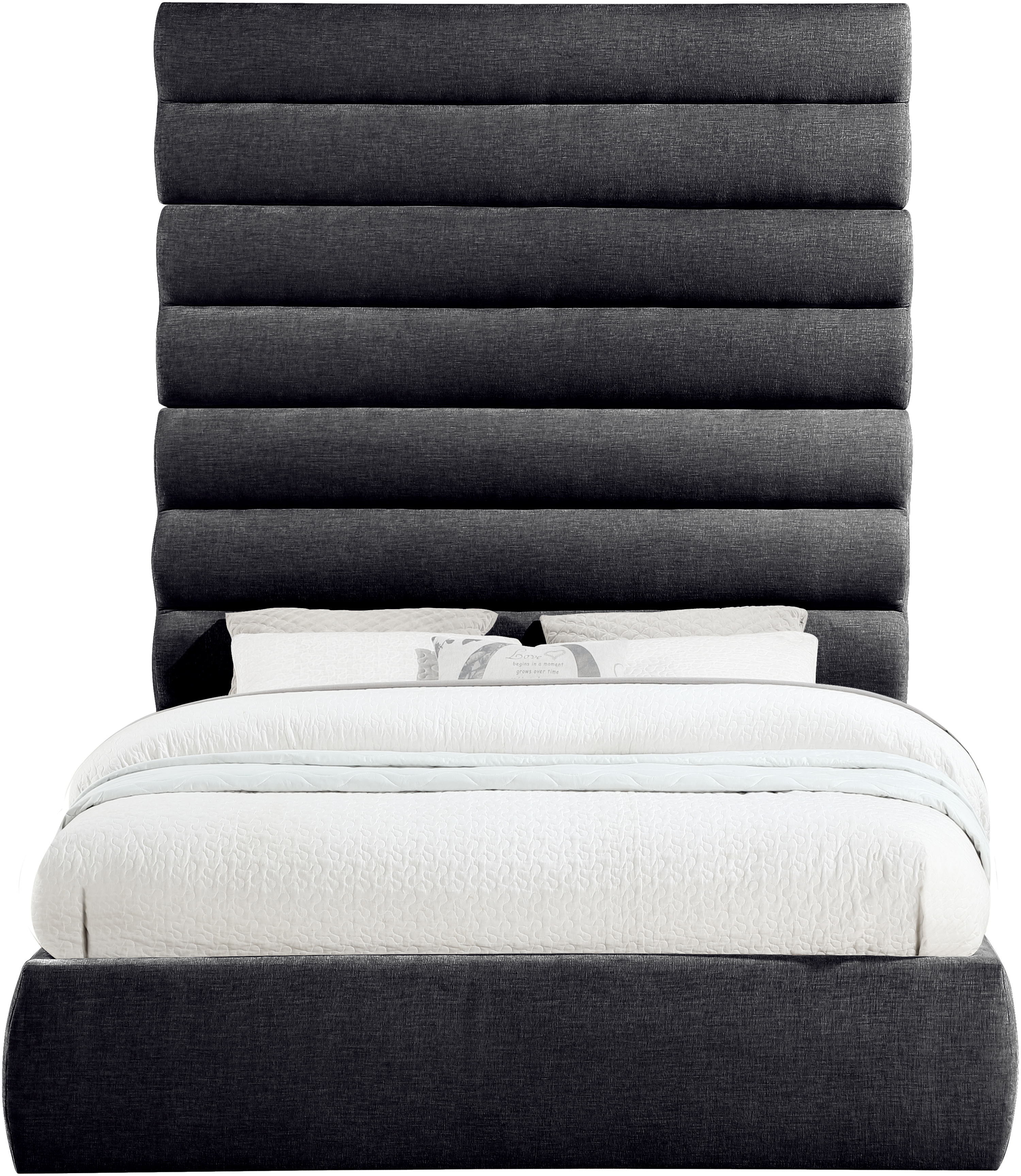 Adam - Chenille Fabric Queen Bed With 89" Headboard - Black