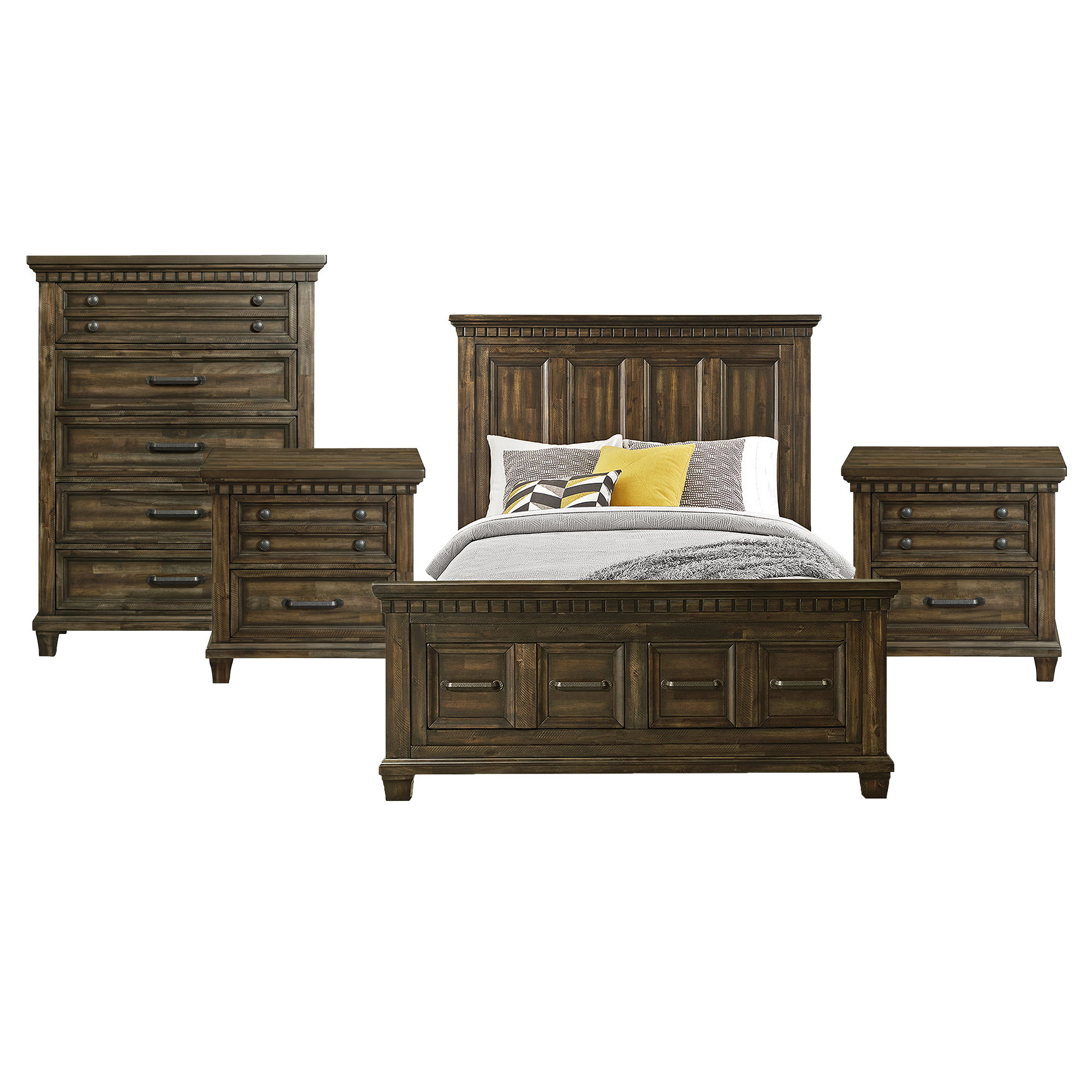 Queen · 4 Pc · Bedroom Set With 2 Nightstands & Chest