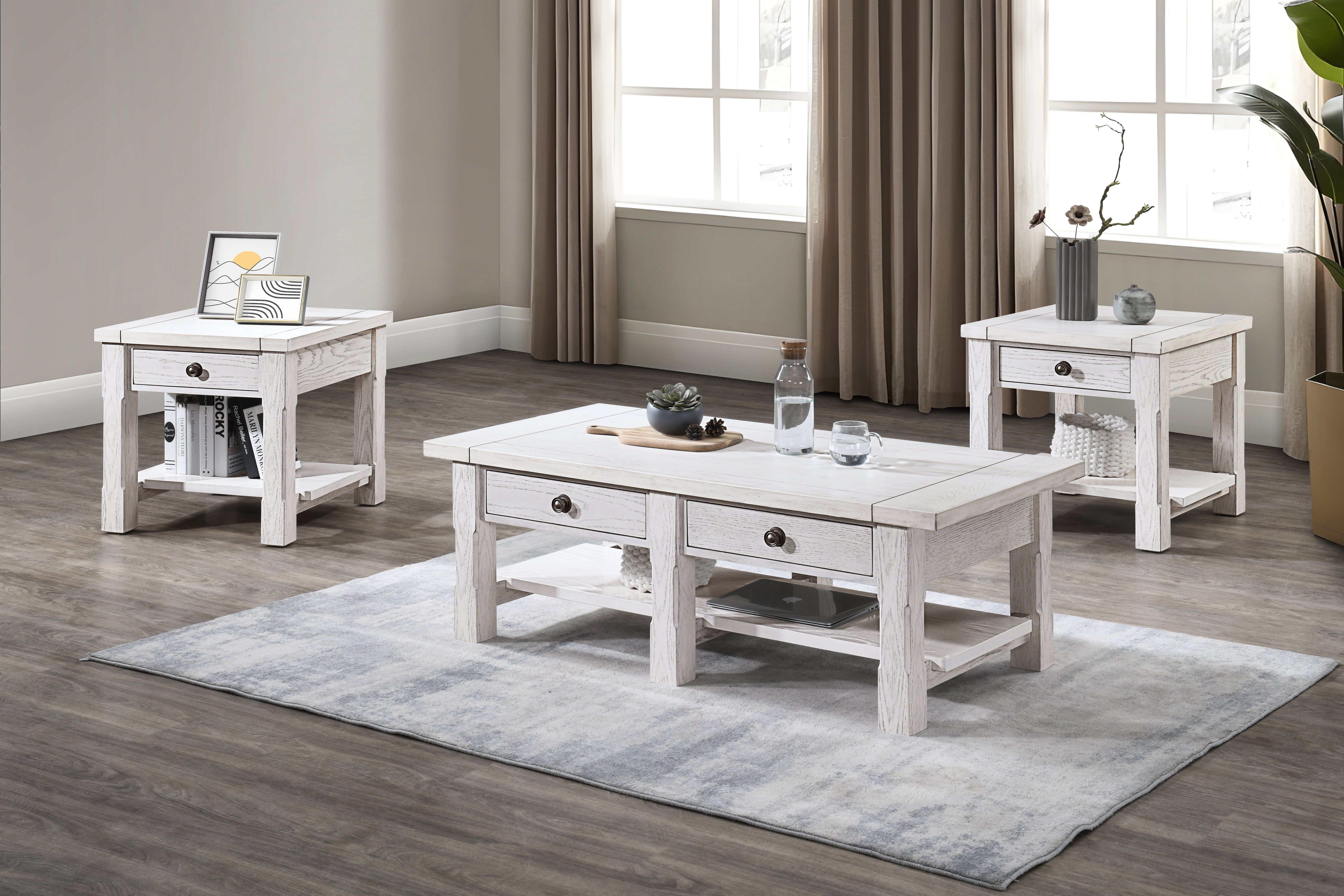Dorsey - 1 Drawer End Table -White, white