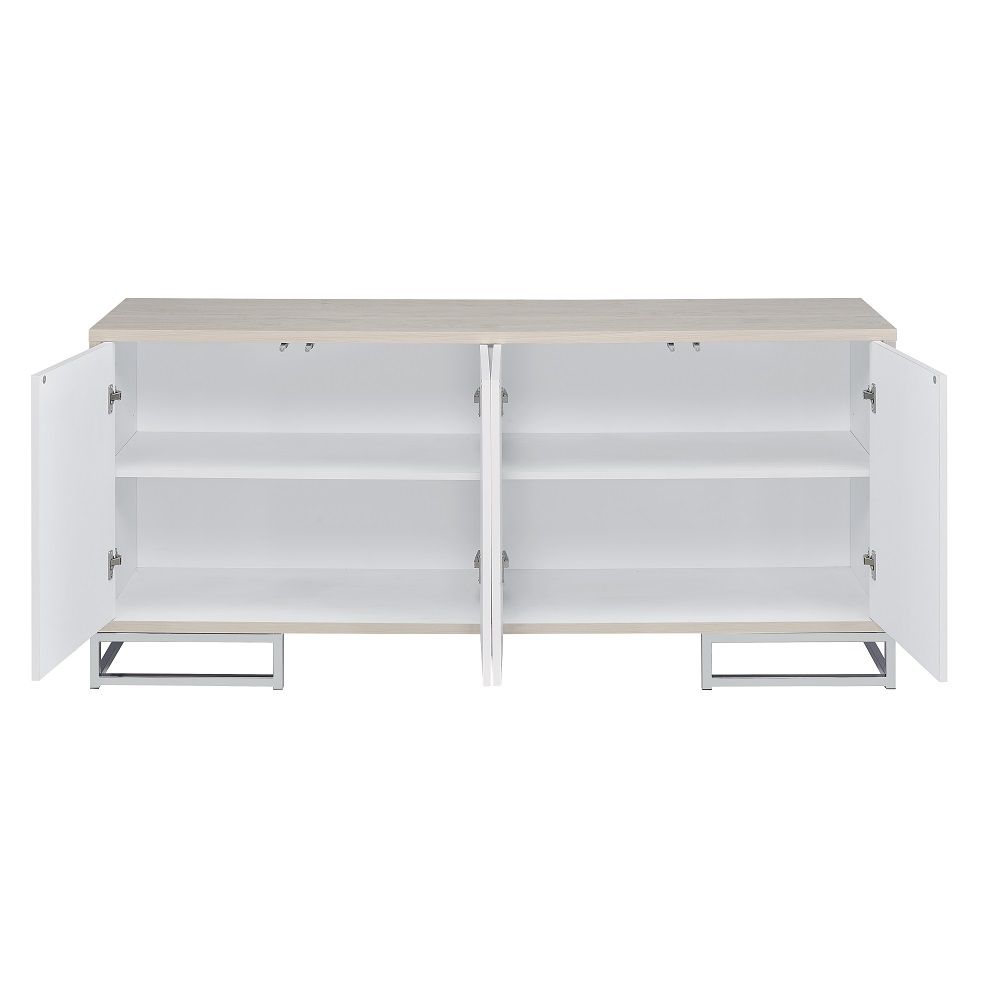 Liam - Console Cabinet - Blue Marble Print & Chrome, white, view 6