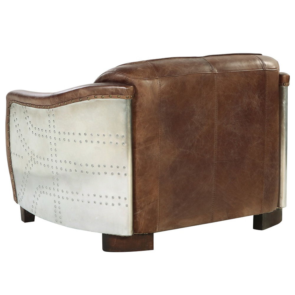 Brancaster - Loveseat - Retro Brown Top Grain Leather & Aluminum, light brown, view 4