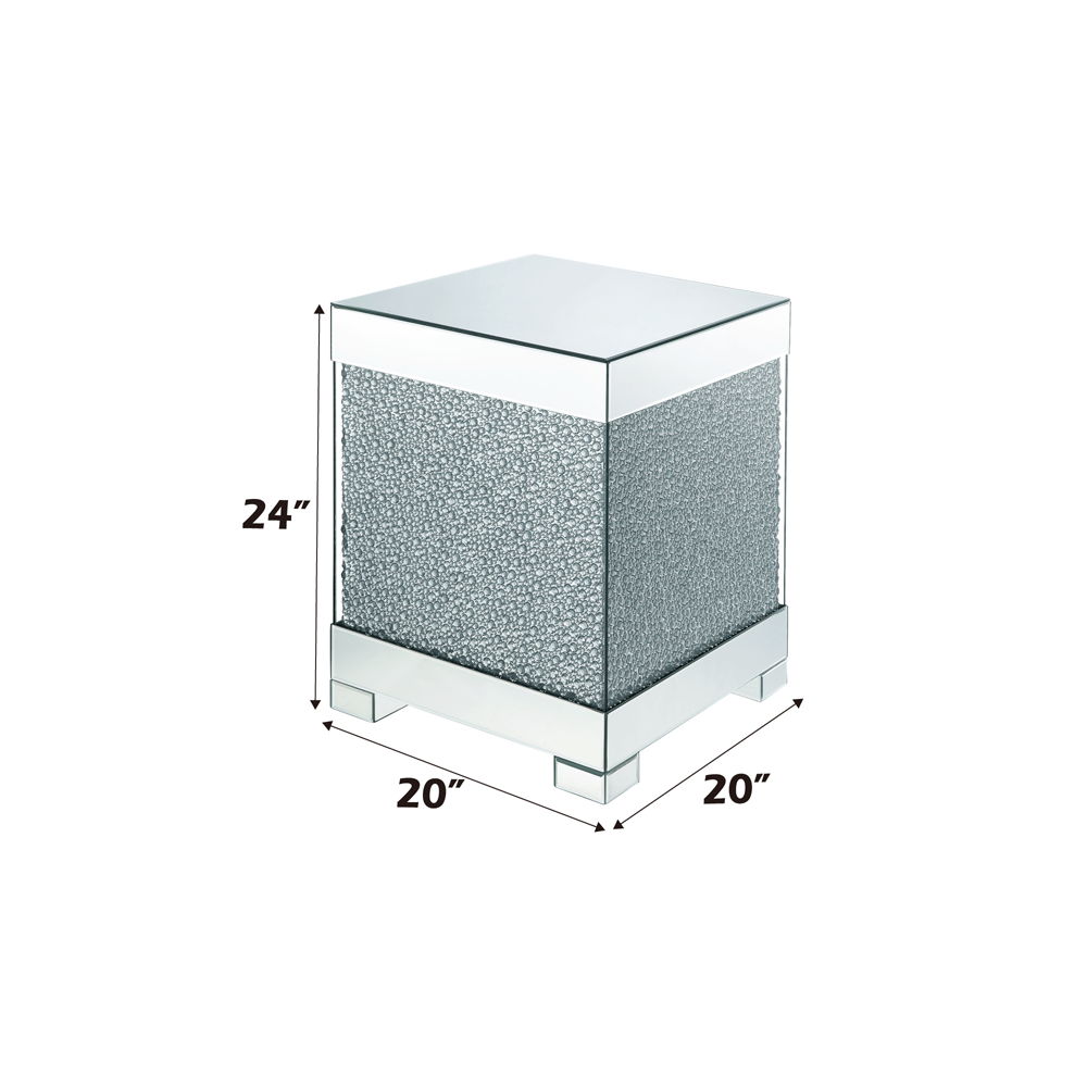 Mallika - End Table - Mirrored & Faux Round Crystals, silver, view 6
