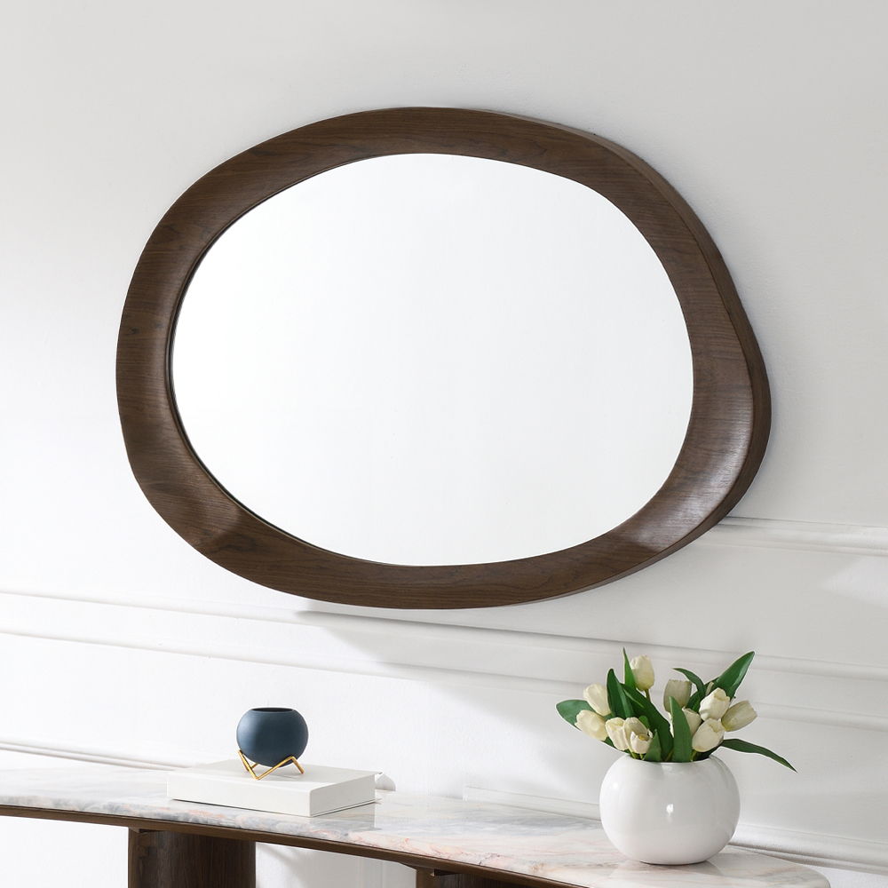 Hanale - Accent Mirror - Brown, dark brown