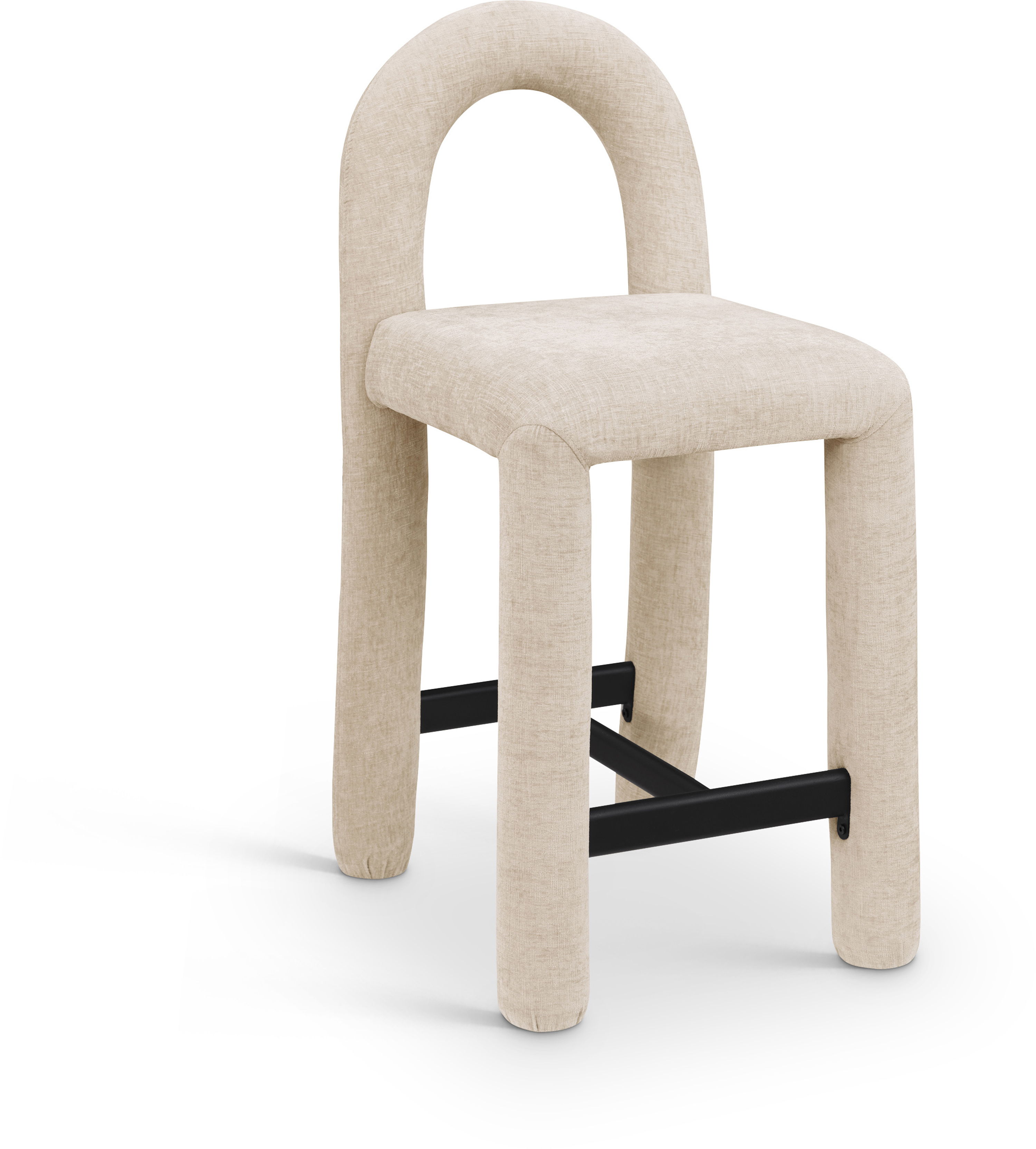 Amari - Chenille Fabric Stool - Beige