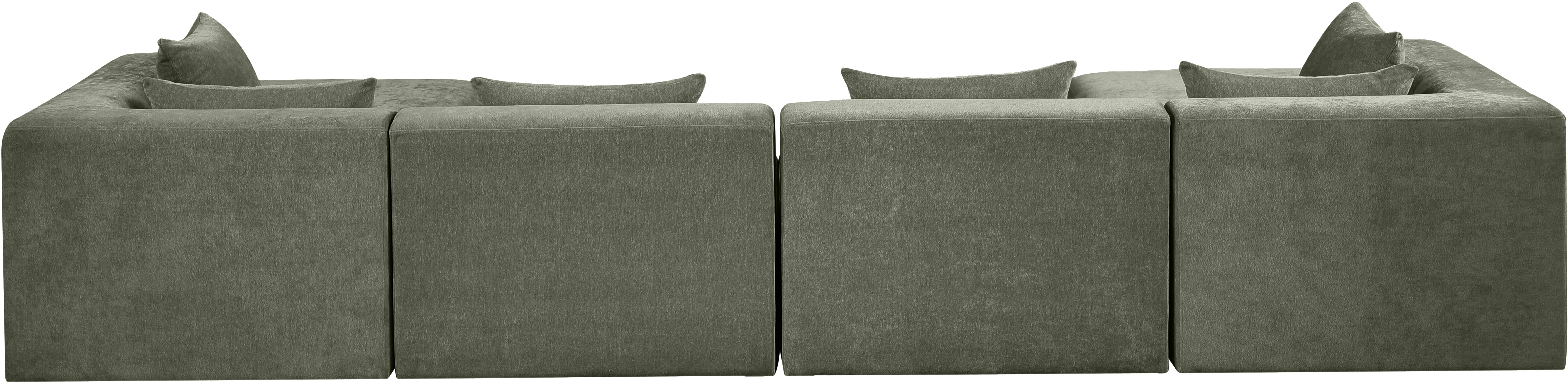 Stellar - 6 Piece Chenille Fabric 152" Upholstered Modular Sectional - Green