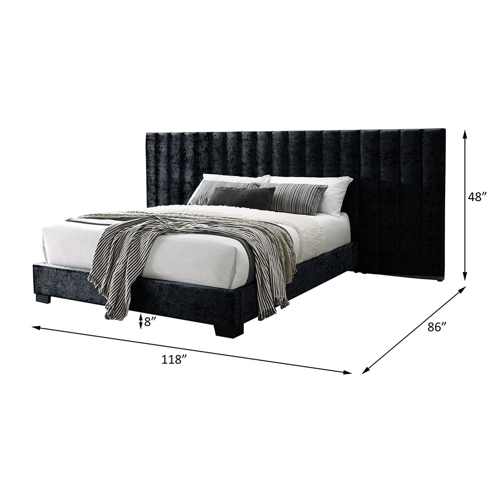 Rivas - Queen Bed - Black Fabric, black, view 4