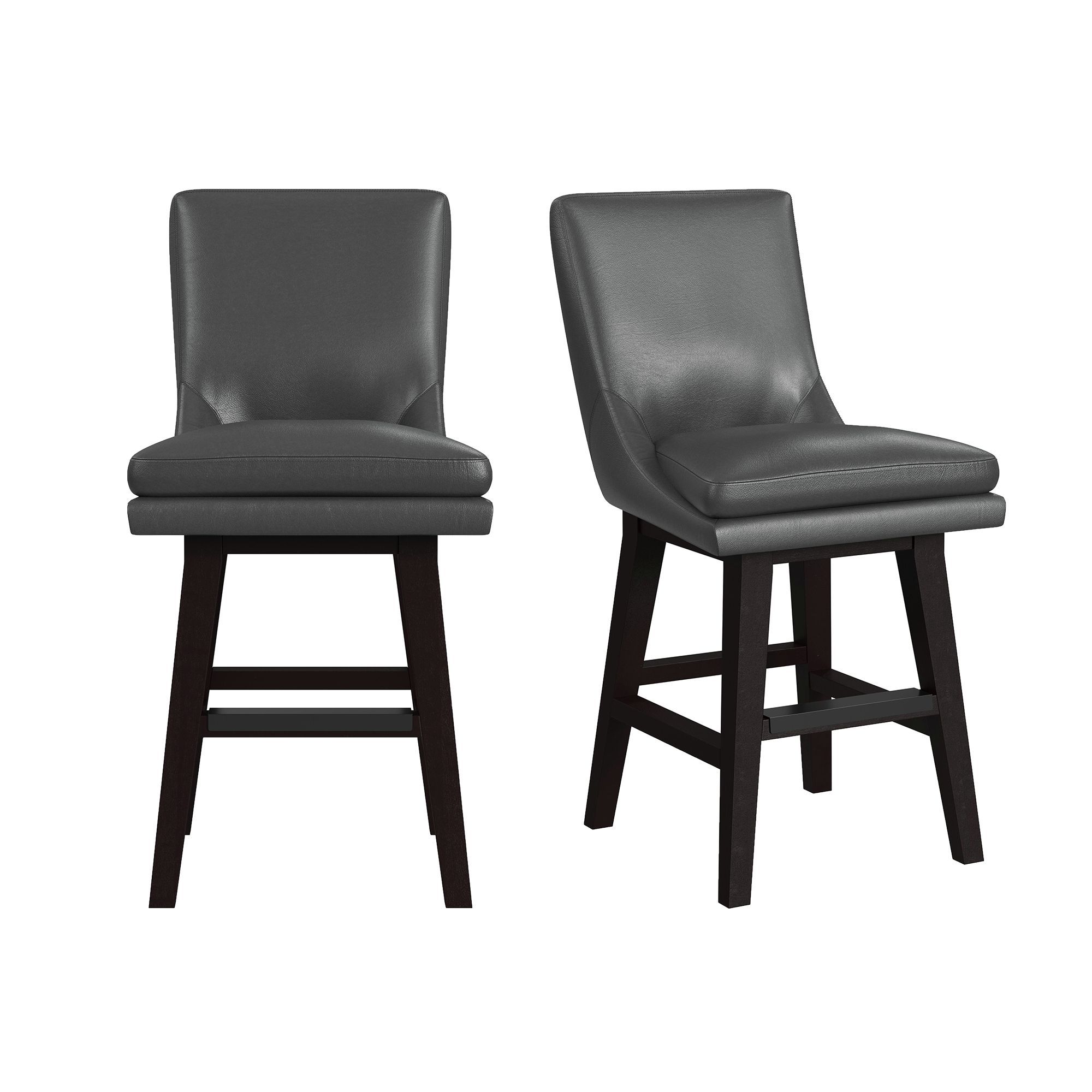 Villanova - PU Swivel Counter Stool (Set of 2) - Pewter / Espresso