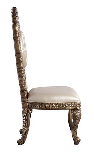 Constantine - Side Chair (Set of 2) - Synthetic Leather , Brown & Gold, dark brown, view 3