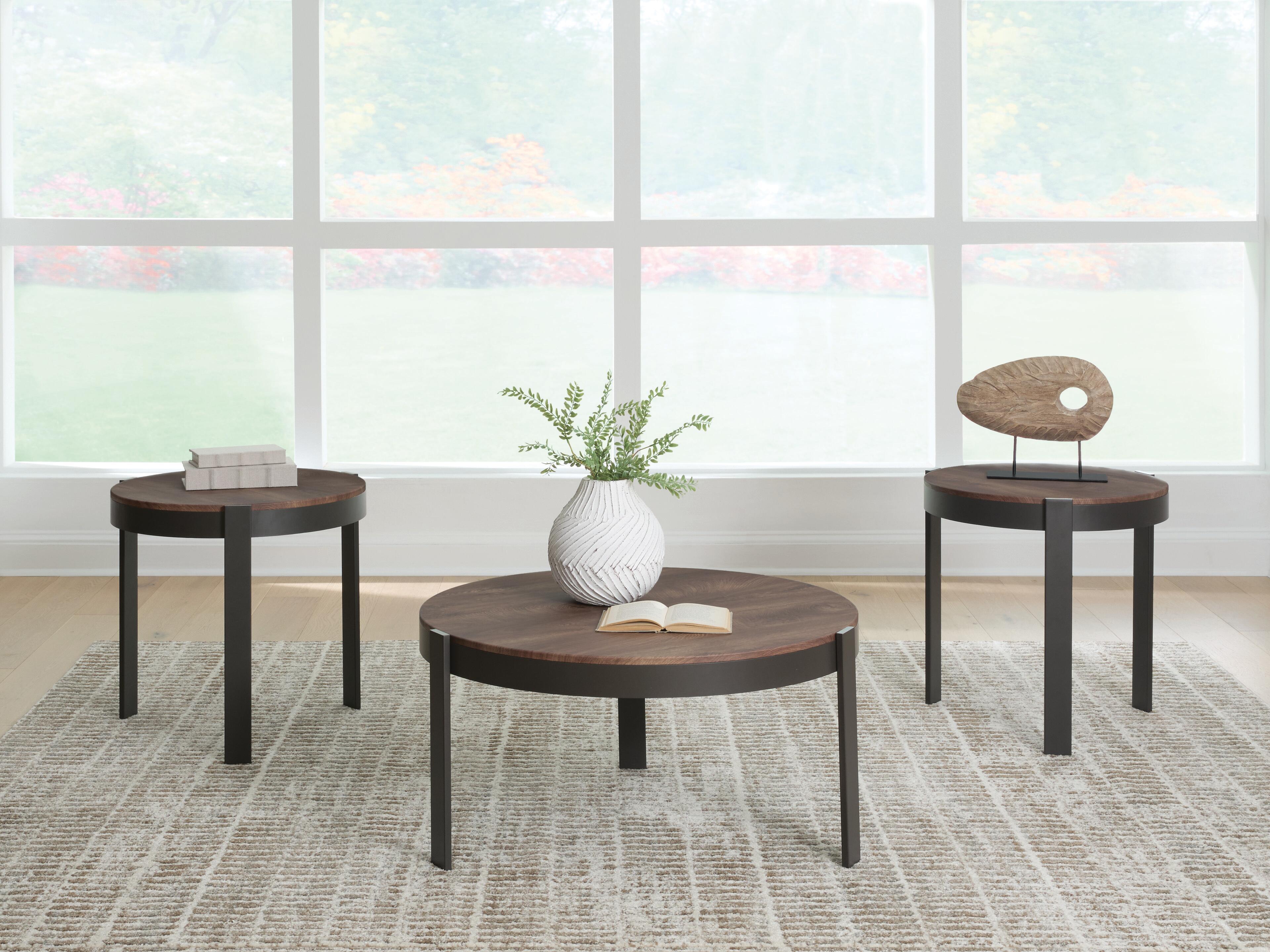 Ashley Furniture Horizon Hills - Occasional Table Set (Set of 3) - Brown / Black - Image 2