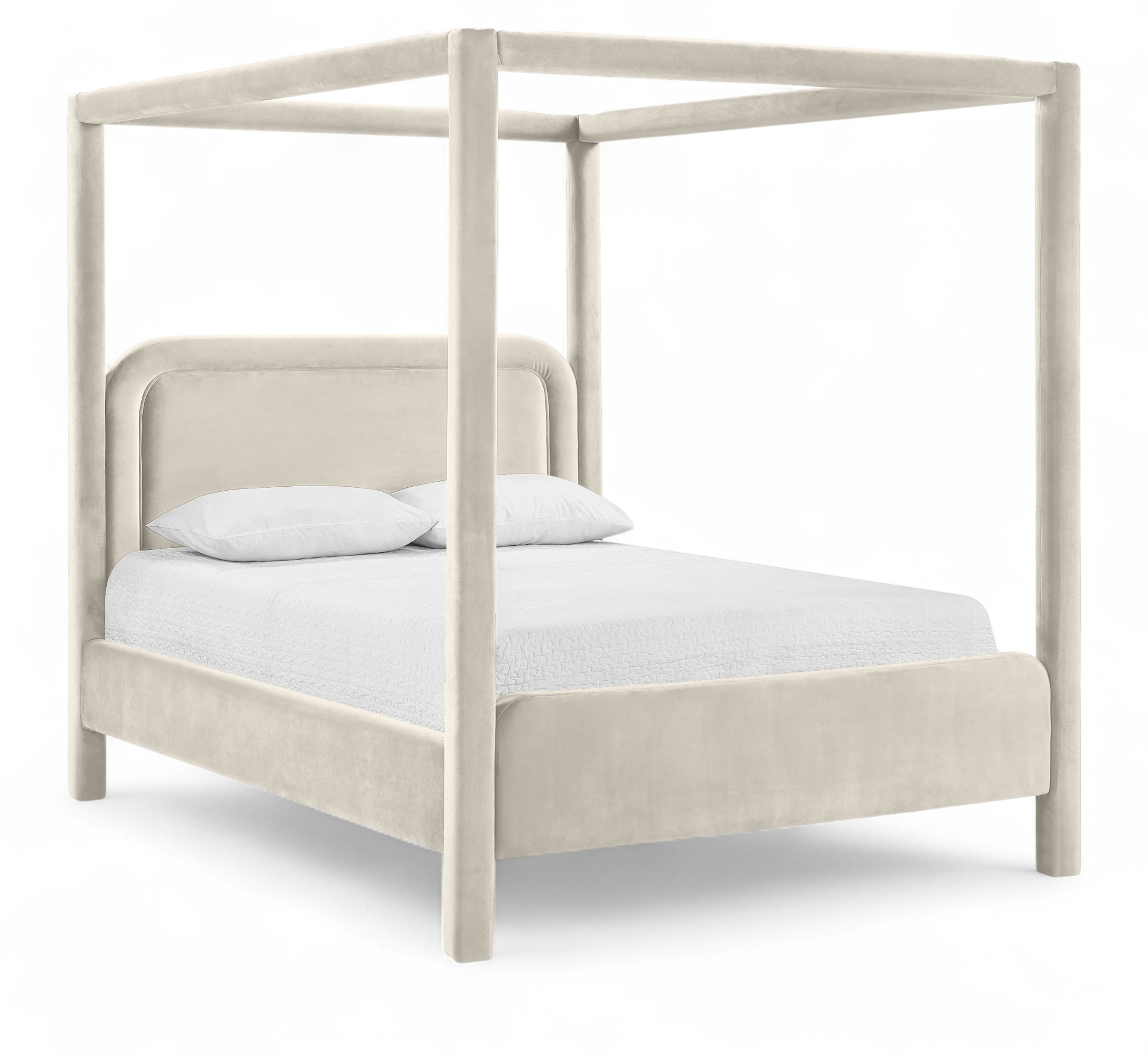 Salina - Velvet Upholstered Queen Bed - Cream