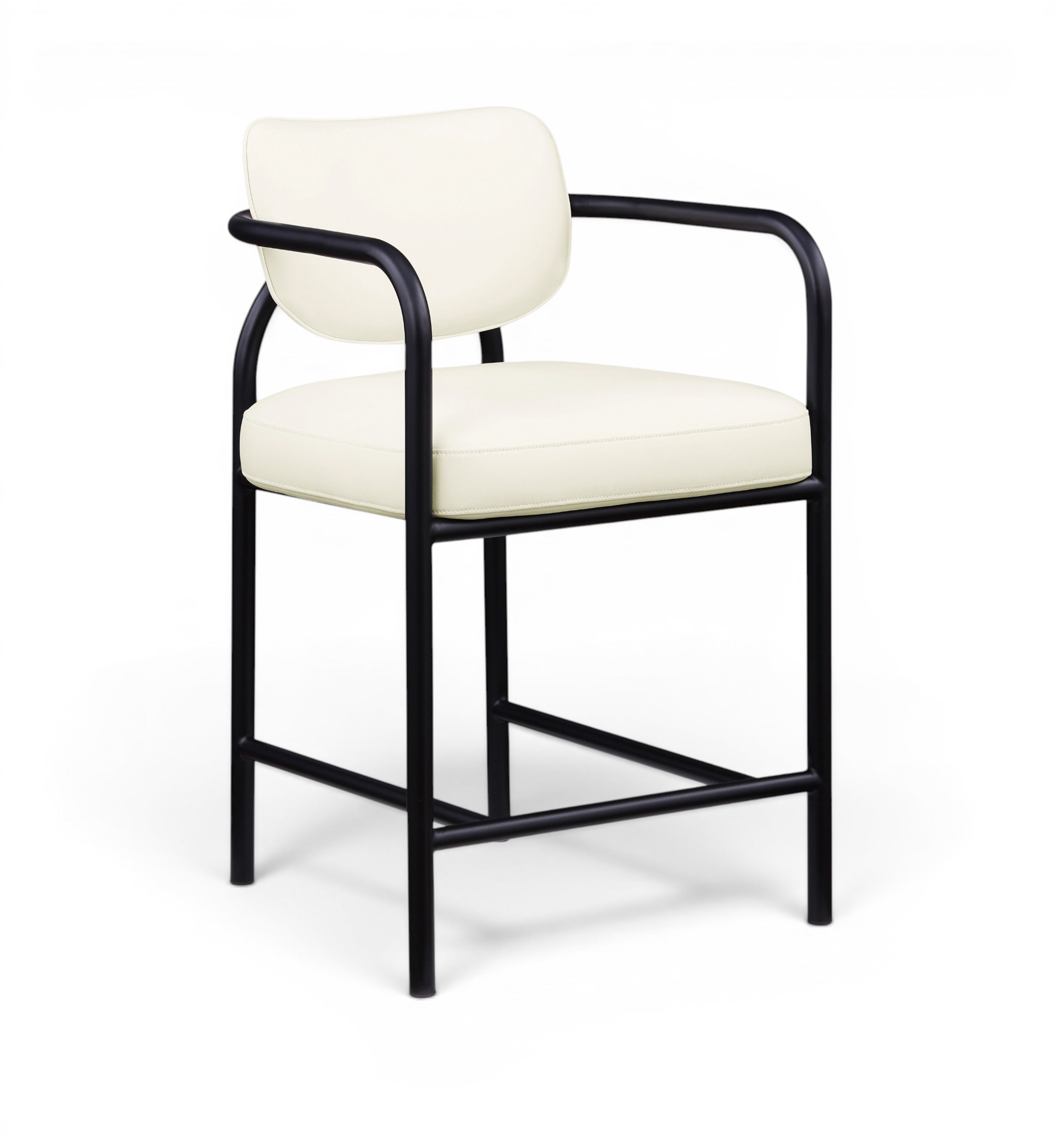 Serava - Vegan Leather Upholstered Counter Stool - Cream