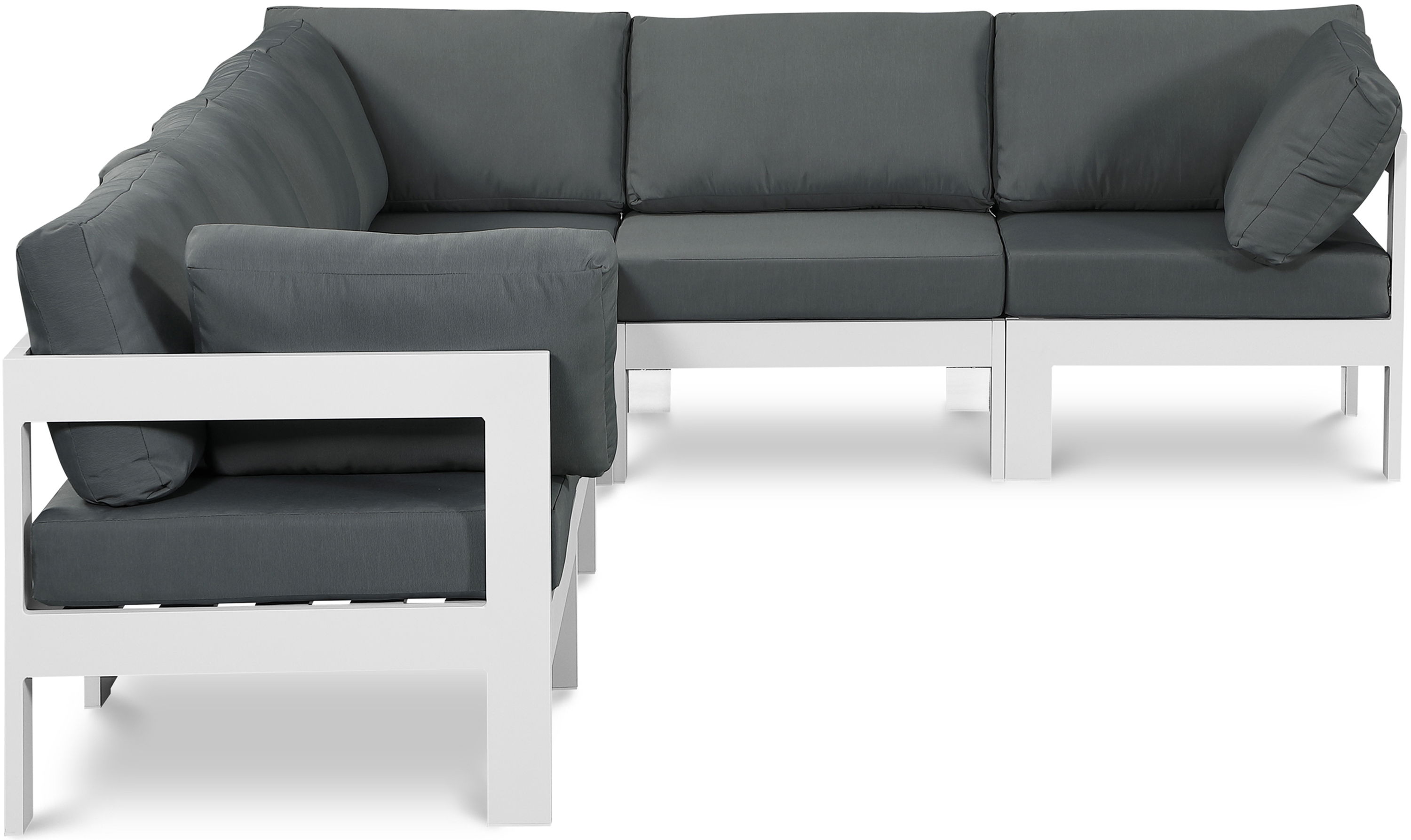 Nizuc - Outdoor Patio 6 Piece Modular Sectional With White Frame - Gray
