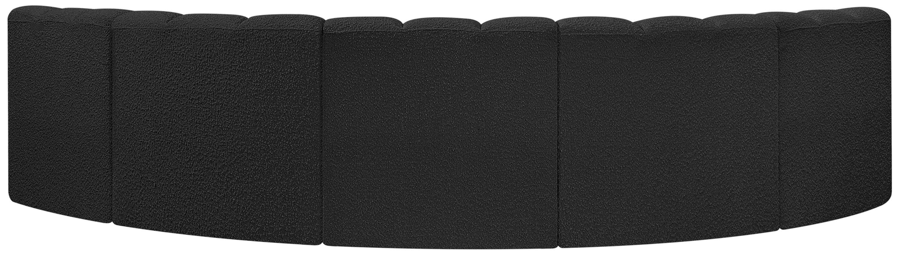 Arc - Boucle Fabric 5 Piece U-Shaped Modular Sofa - Black