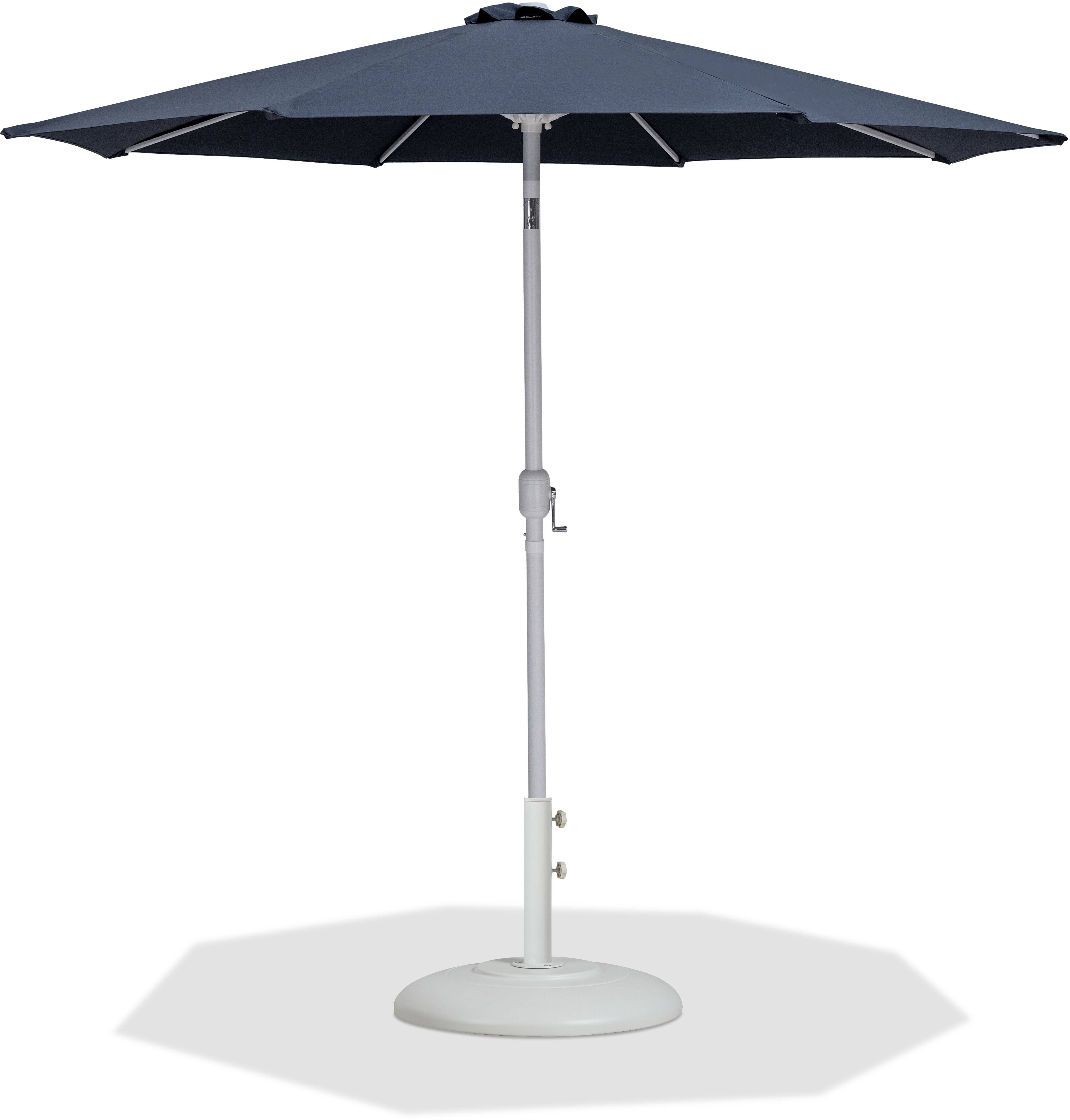 Fiji - Aluminum Patio Umbrella With Round White Base - Gray