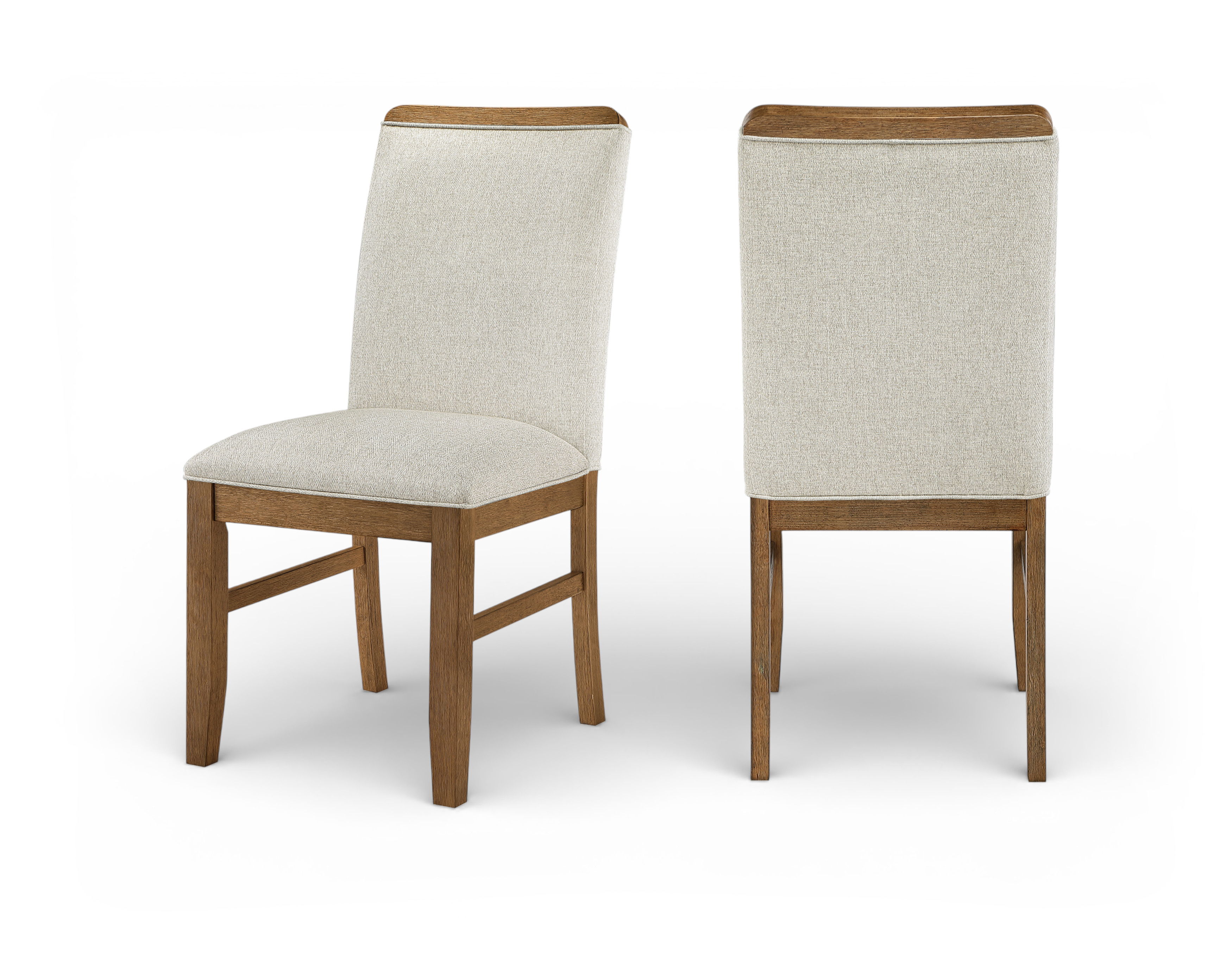 Ananda - Fabric Upholstered Dining Chair (Set of 2) - Beige / Brushed Brown