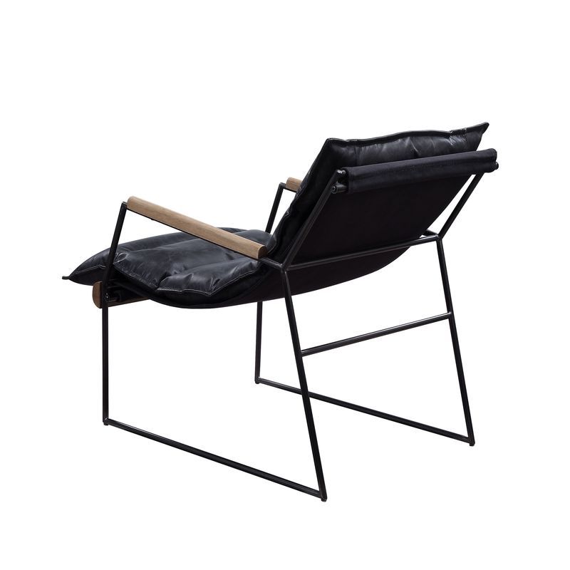 Luberzo - Accent Chair - Distress Espresso Top Grain Leather & Matt Iron, black, view 3