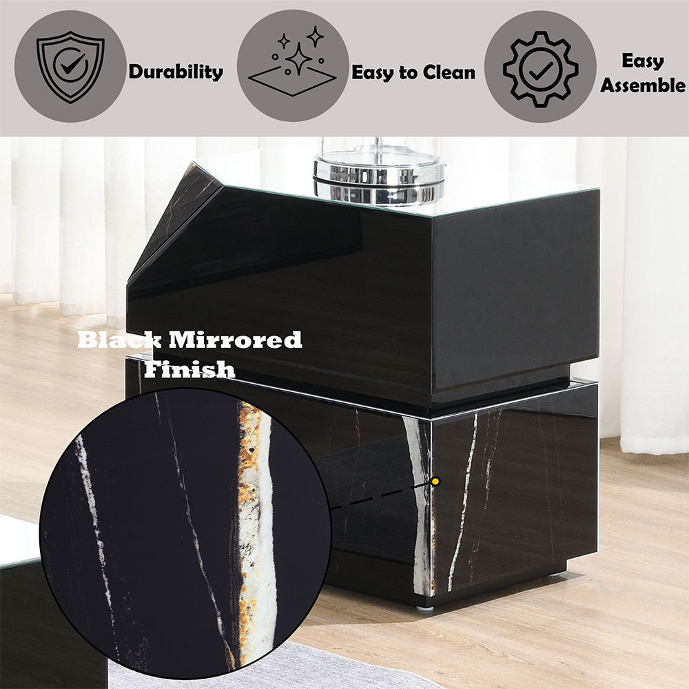 Drisana - End Table - Black Mirrored, black