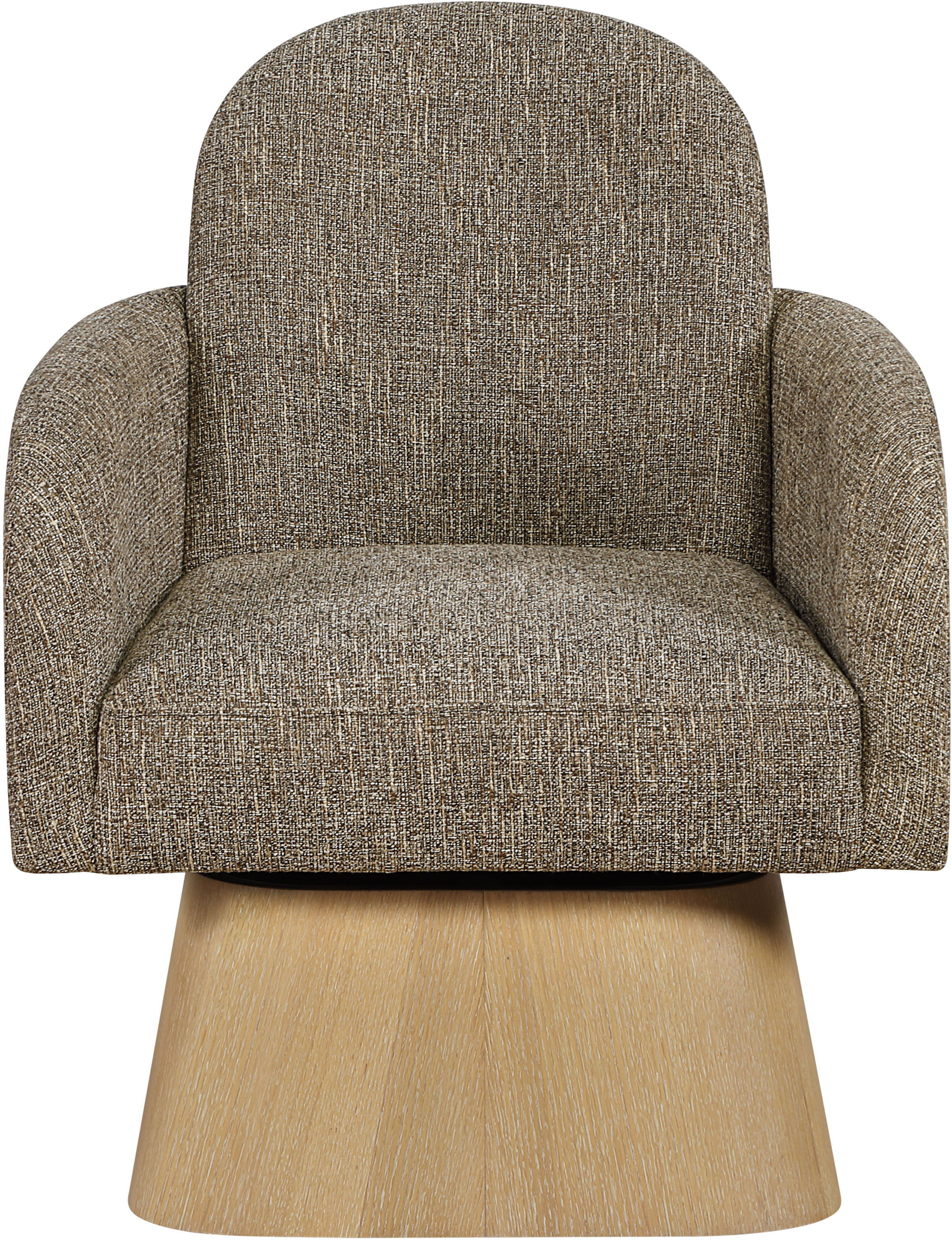 Marlowe - Linen Textured Fabric Upholstered Swivel Accent Chair - Brown