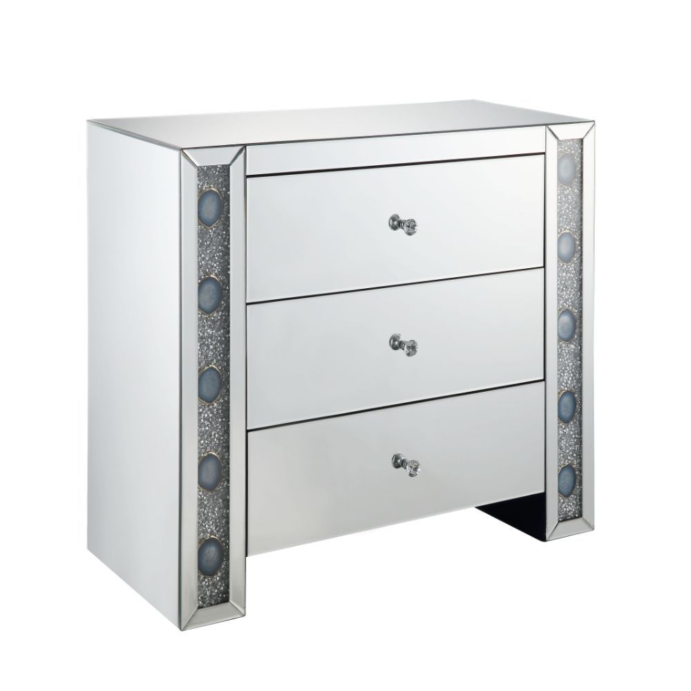 Sonia - Console Cabinet - Mirrored & Faux Agate, silver