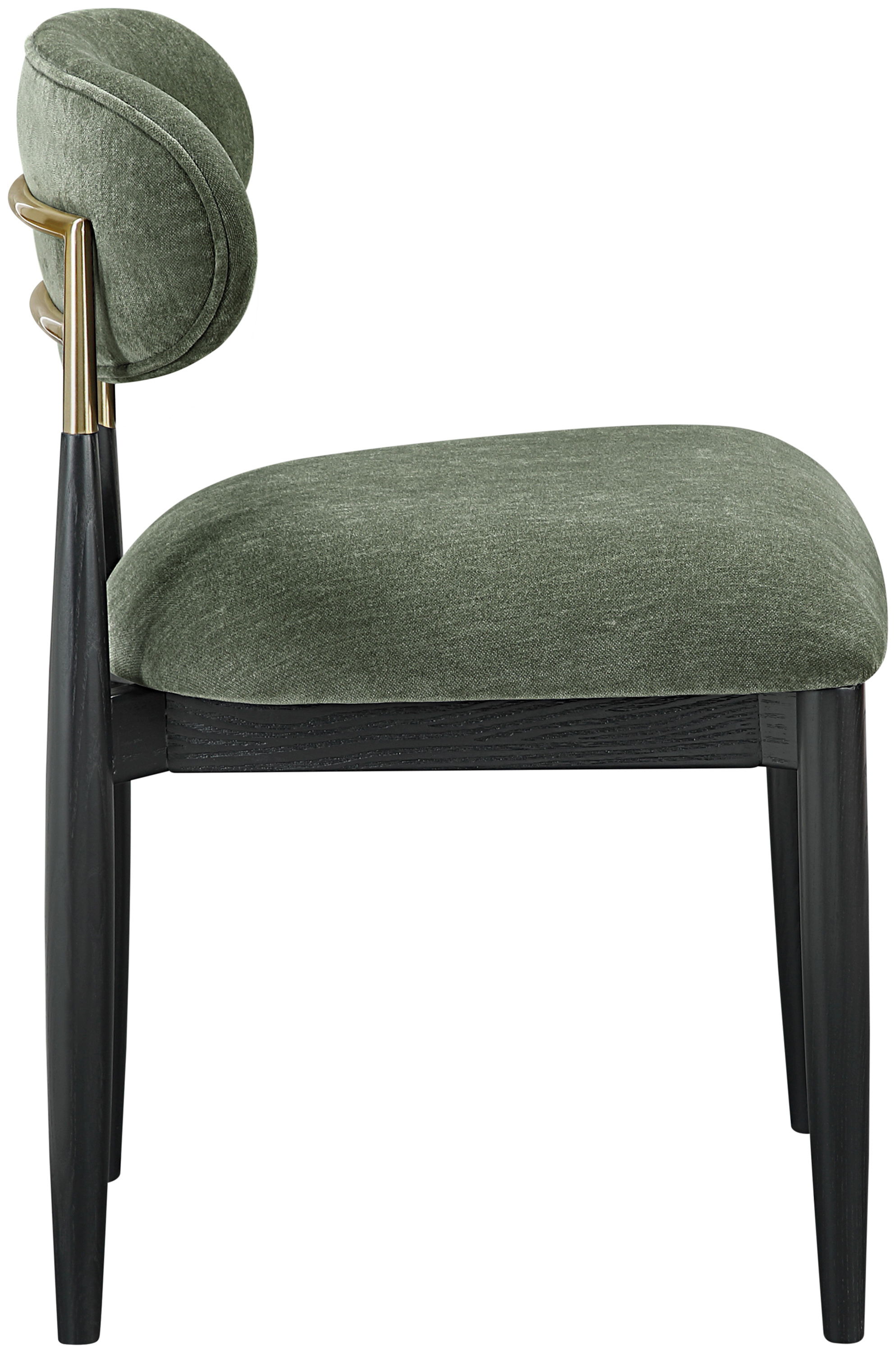 Riccio - Performance Fabric Upholstered Dining Side Chair (Set of 2) With Black Legs - Olive
