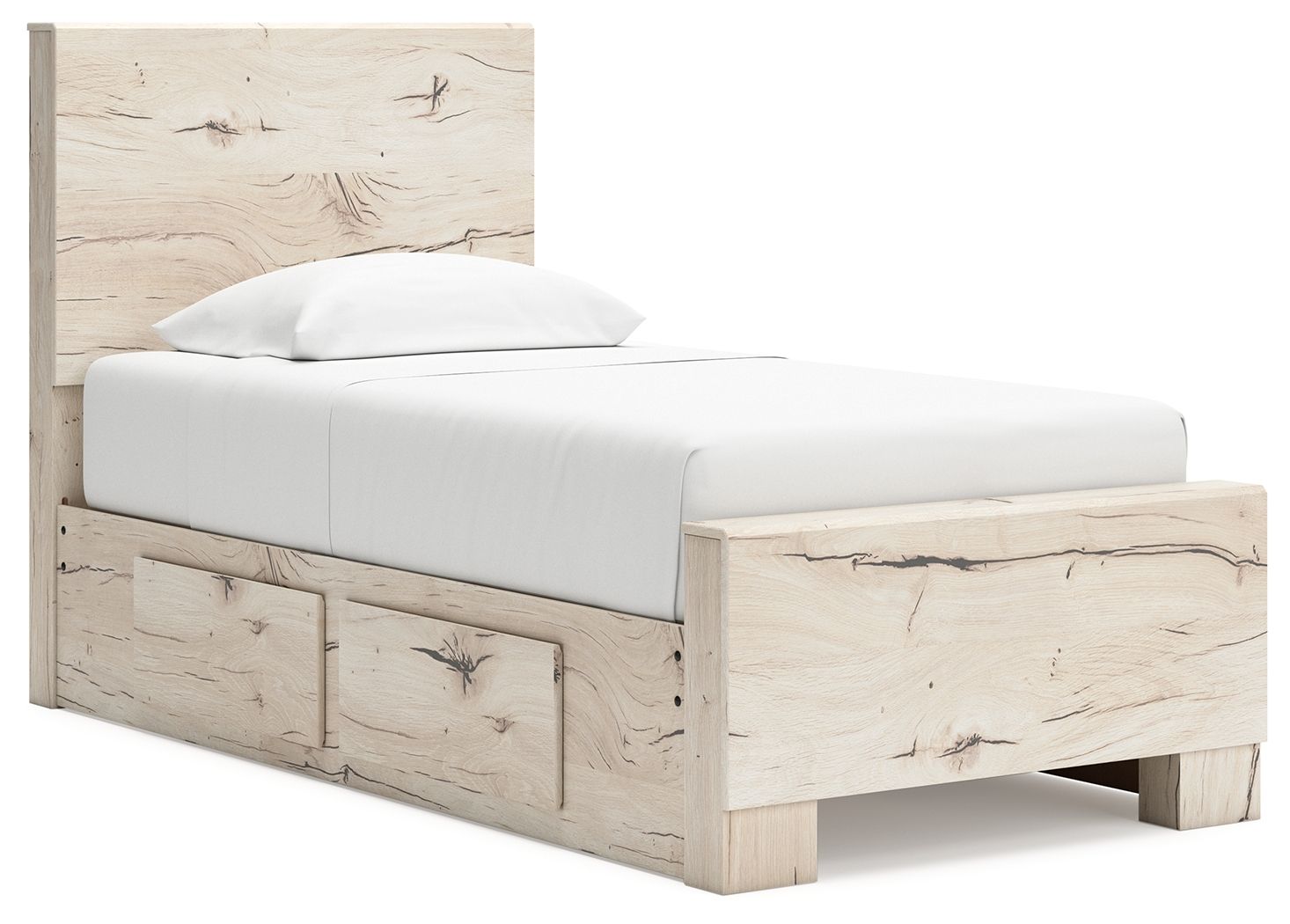 Ashley Furniture Lawroy - 8 Pc. - Dresser, Mirror, Chest, Twin Panel Bed With 2 Under Bed Storage Units - Light Natural - Image 9