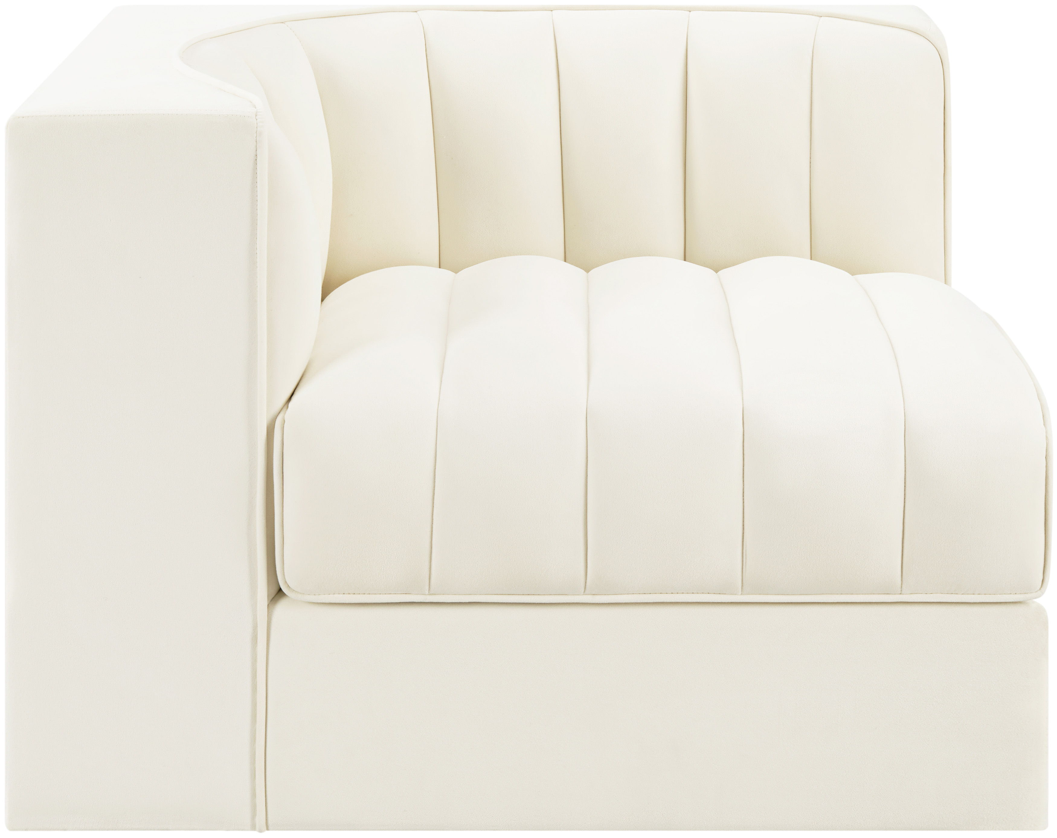 Rummi - Velvet Performance Fabric Upholstered Modular Corner Chair - Cream