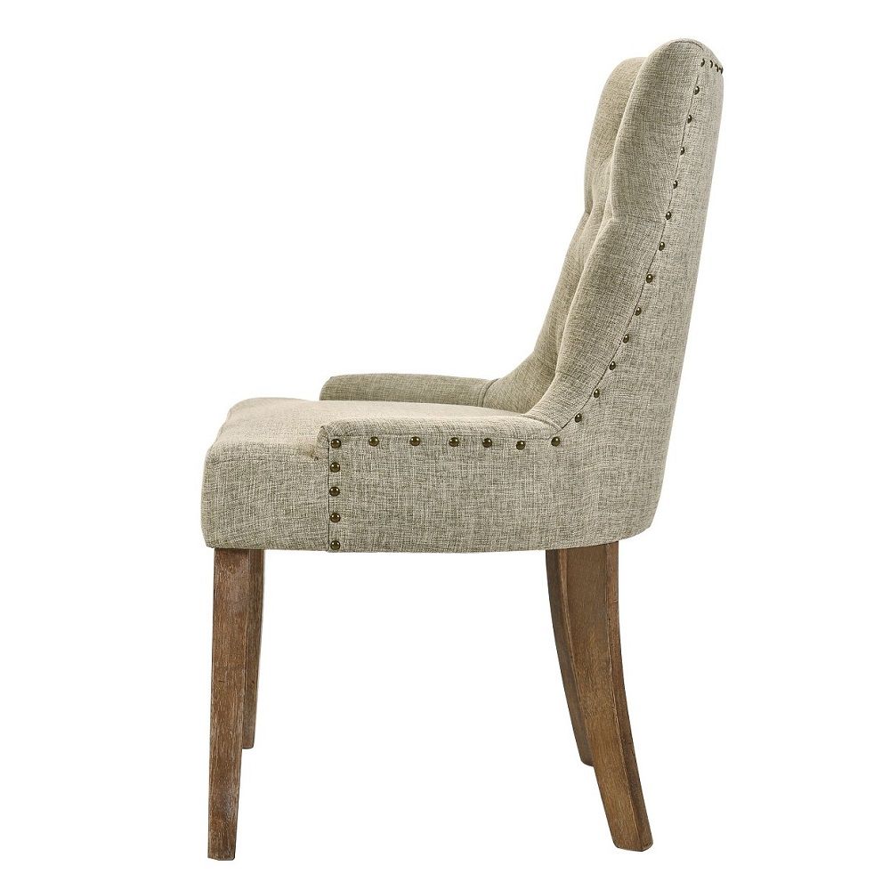 Yotam - Side Chair (Set of 2) - Beige Fabric & Salvaged Oak, beige, view 3