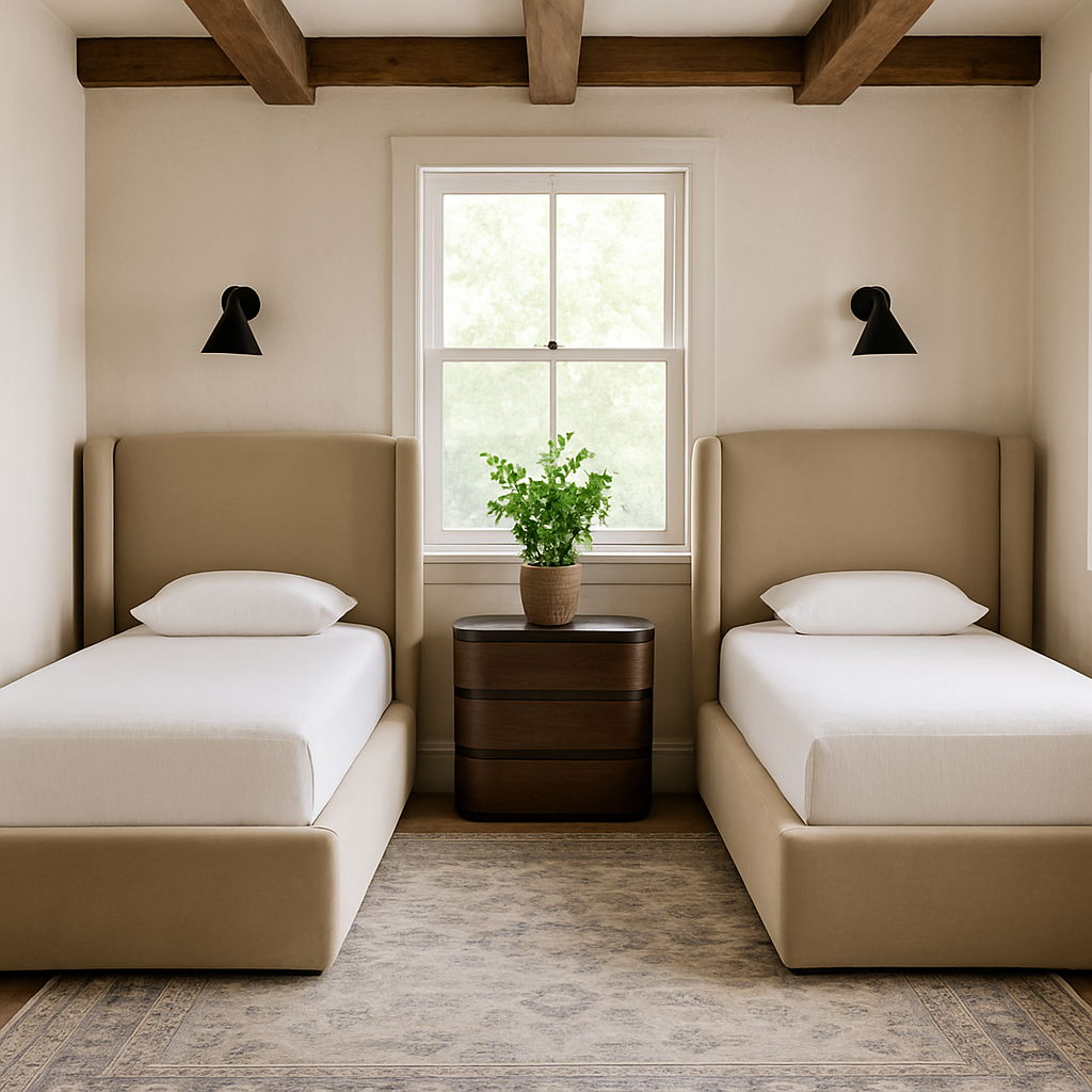 Kendall - Velvet Upholstered Twin Bed - Beige