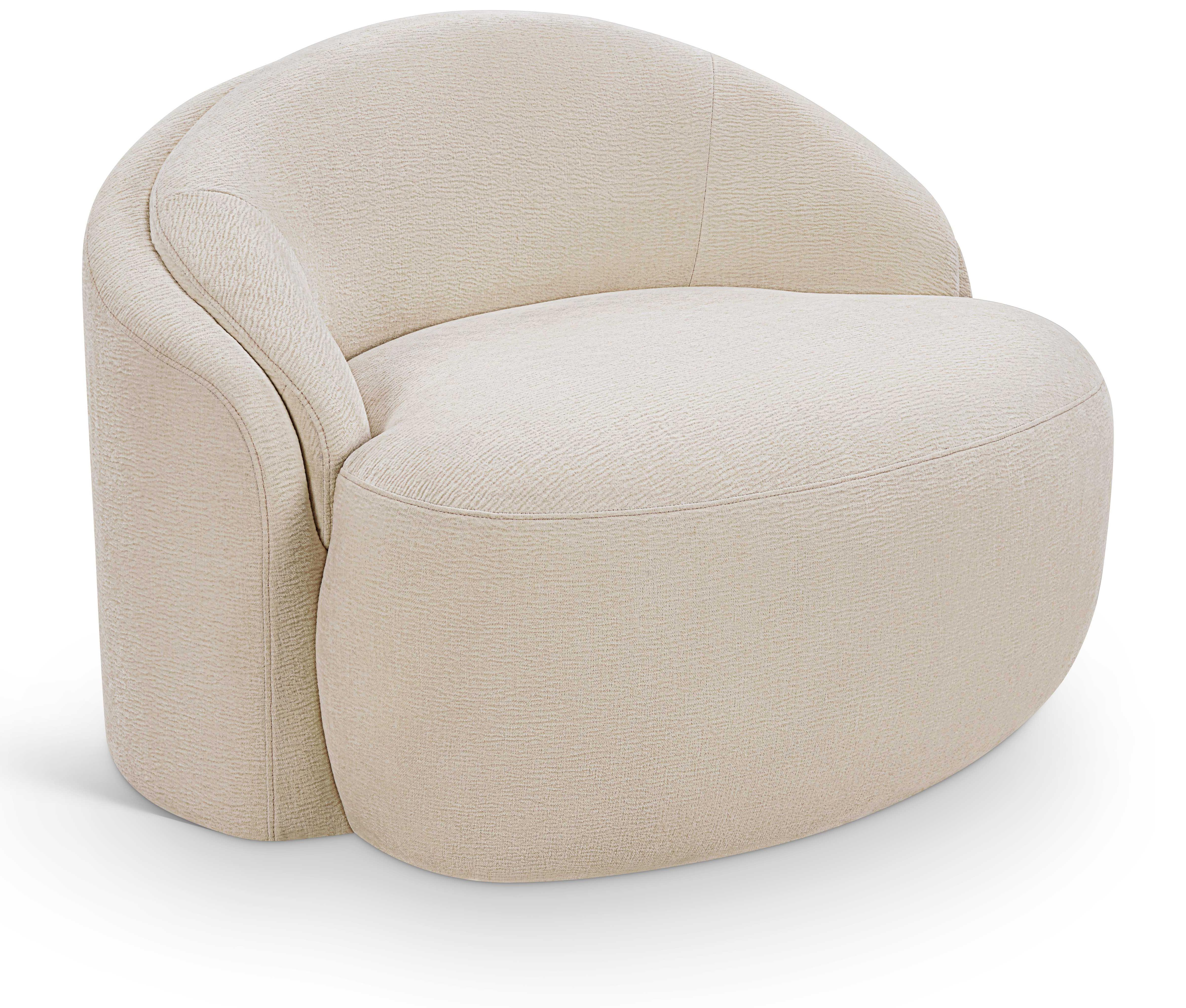 Caspian - Chenille Fabric Upholstered Chair - Beige
